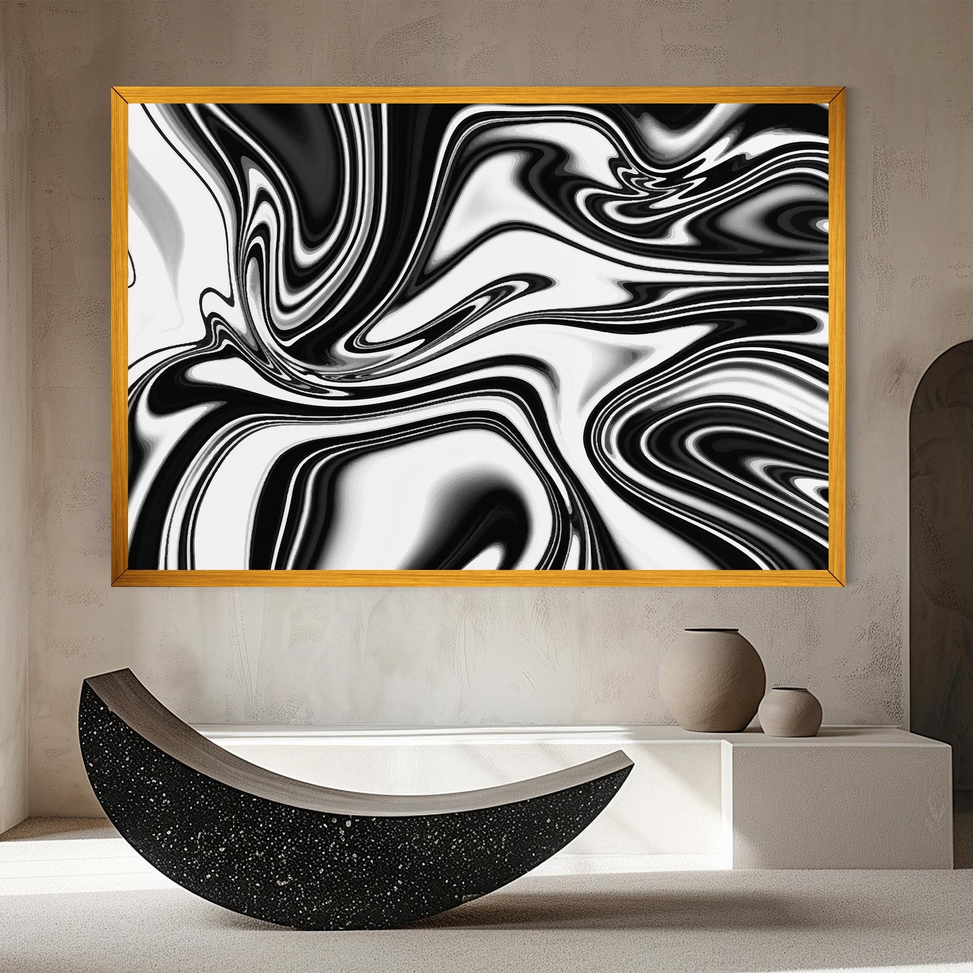 Leinwandbild Black White Liquid mockup 8