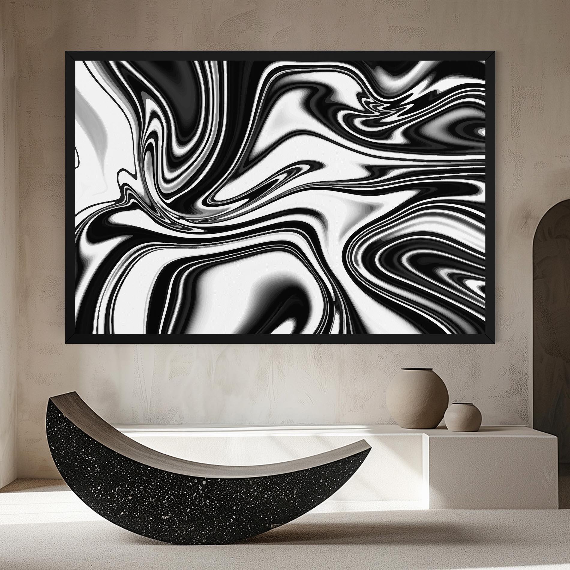 Leinwandbild Black White Liquid mockup 8