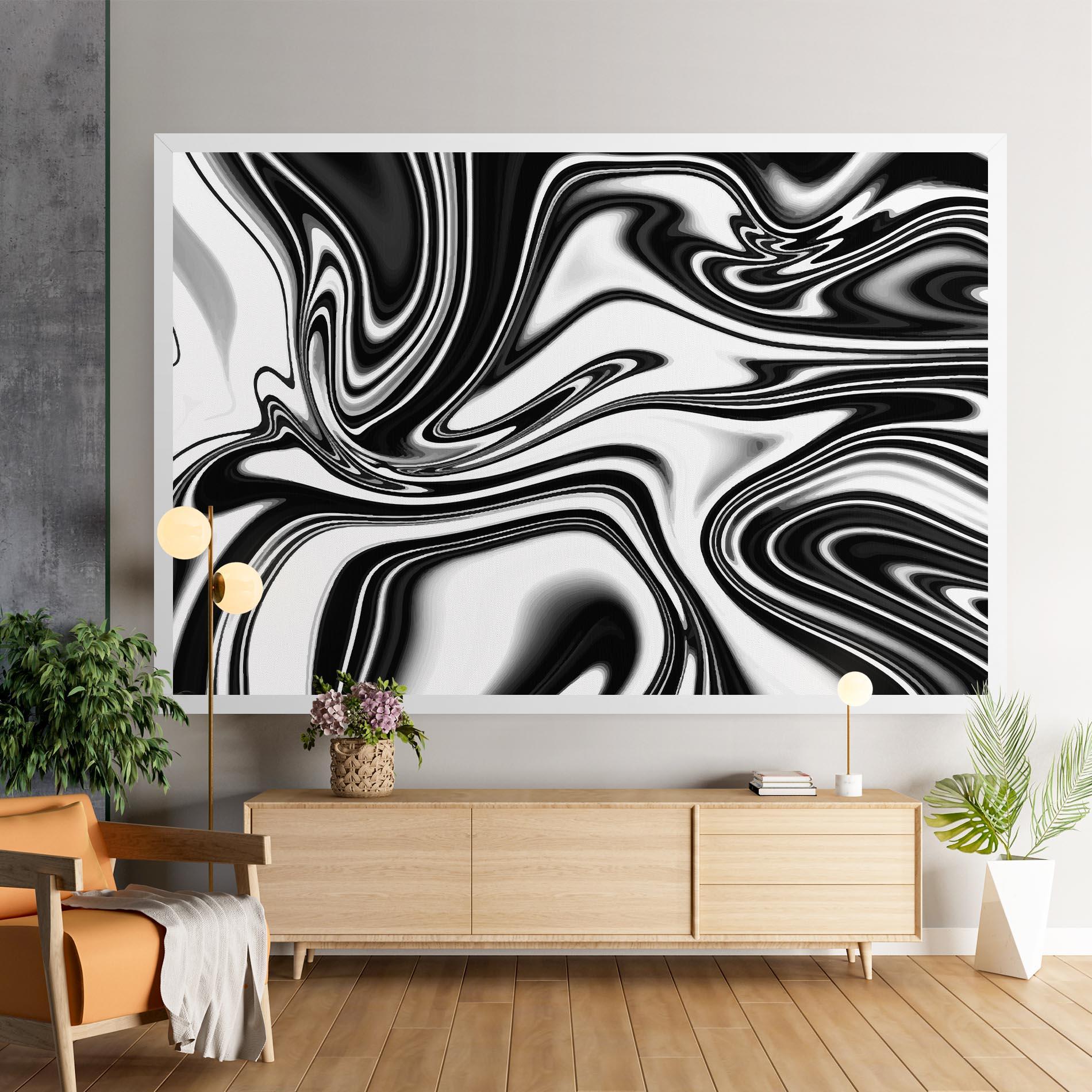 Leinwandbild Black White Liquid mockup 9