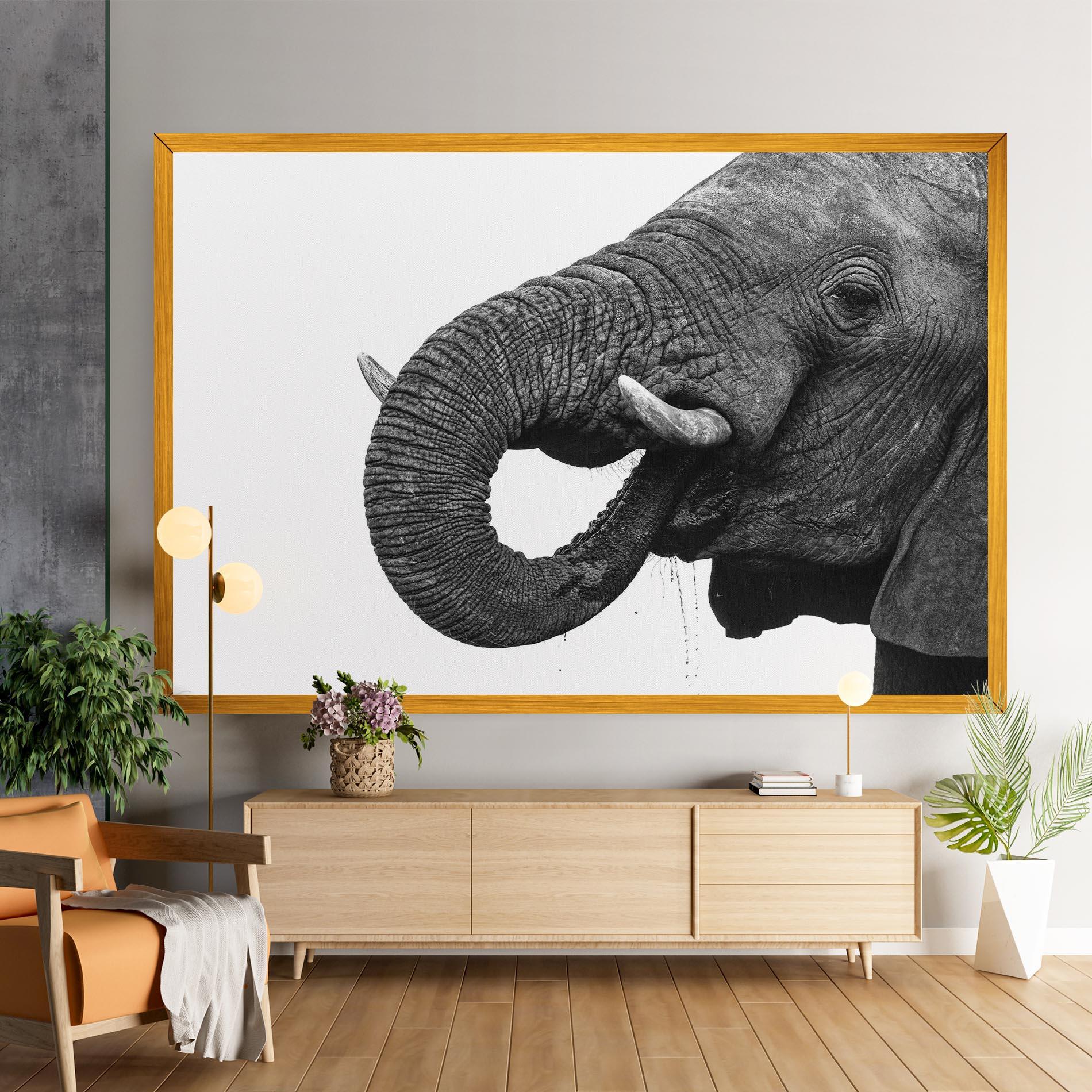 Leinwandbild Elephant Drinking mockup 9