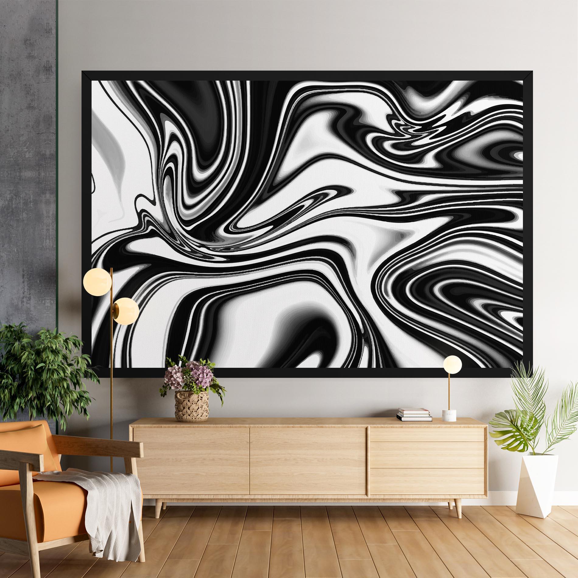 Leinwandbild Black White Liquid mockup 9