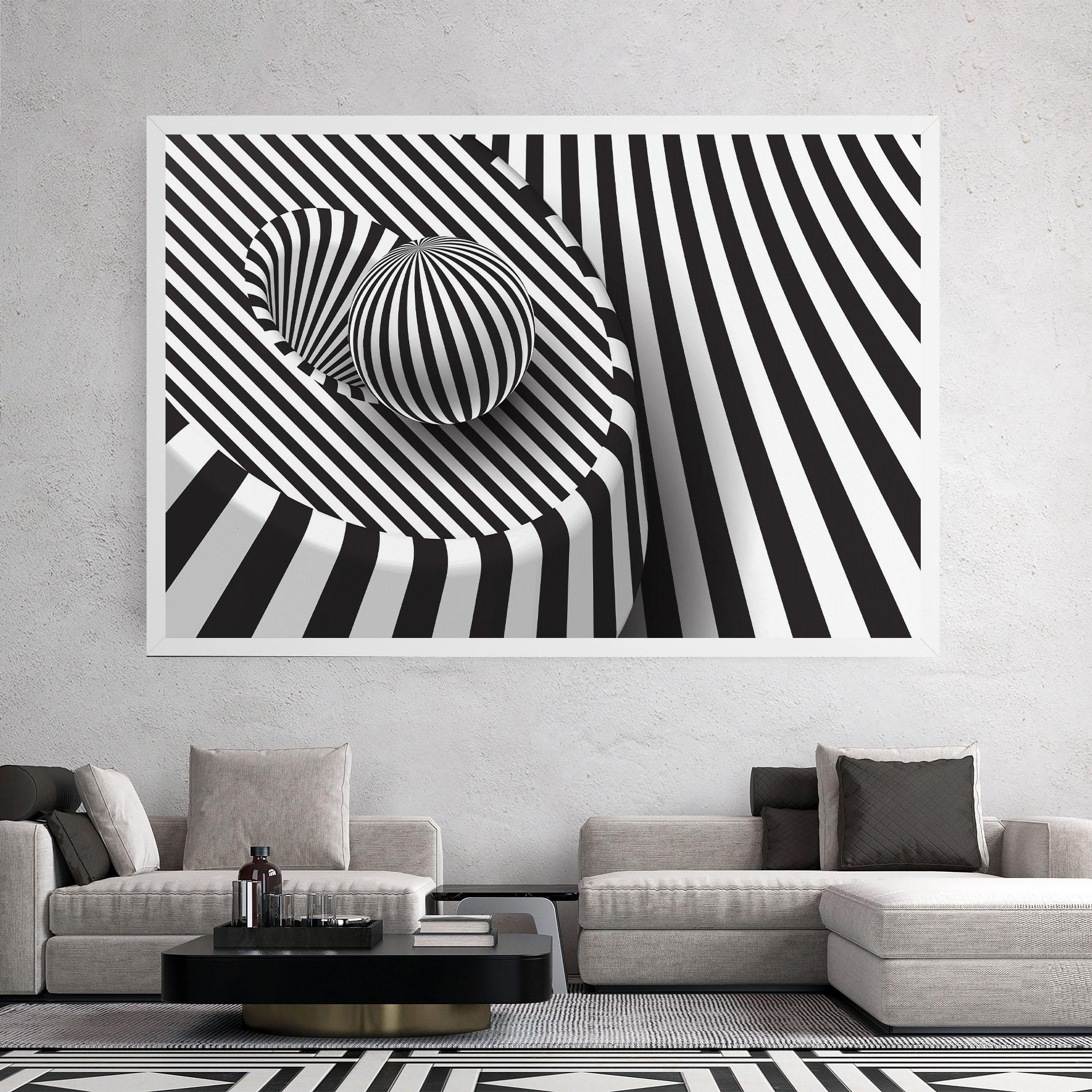 Leinwandbild 3d Ball Zebra mockup 2