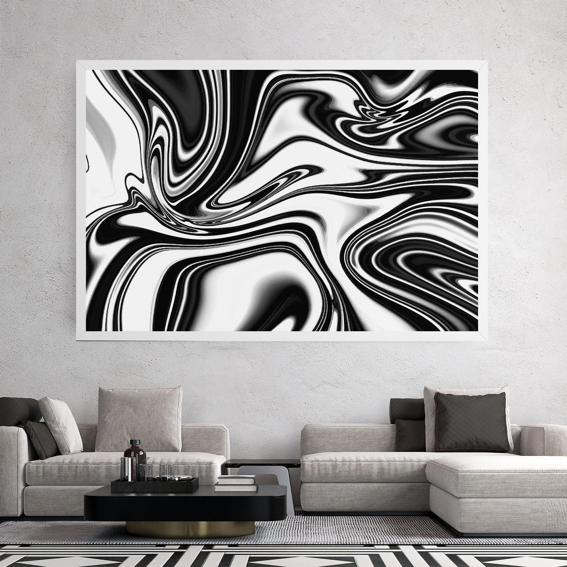 Leinwandbild Black White Liquid mockup 2