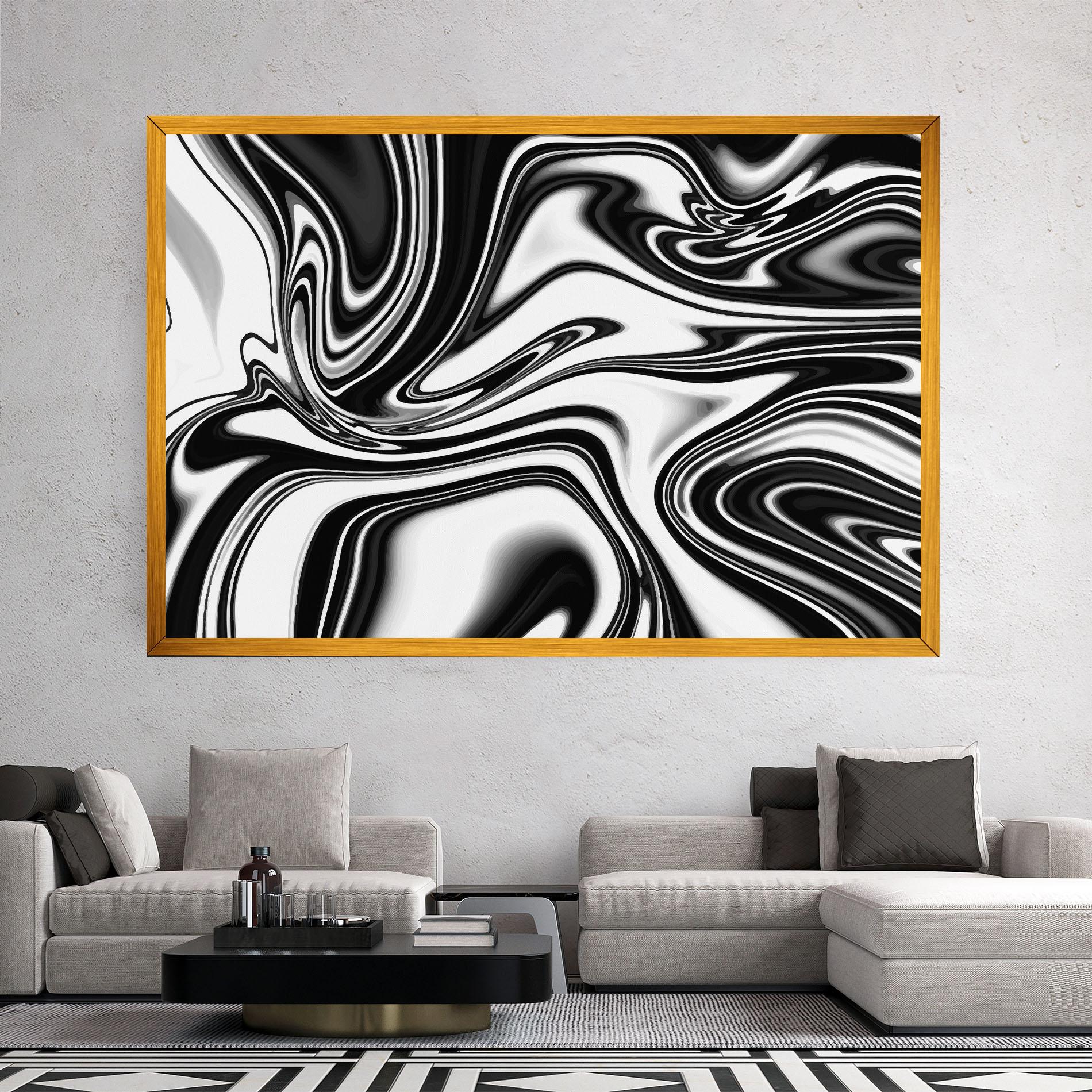 Leinwandbild Black White Liquid mockup 2