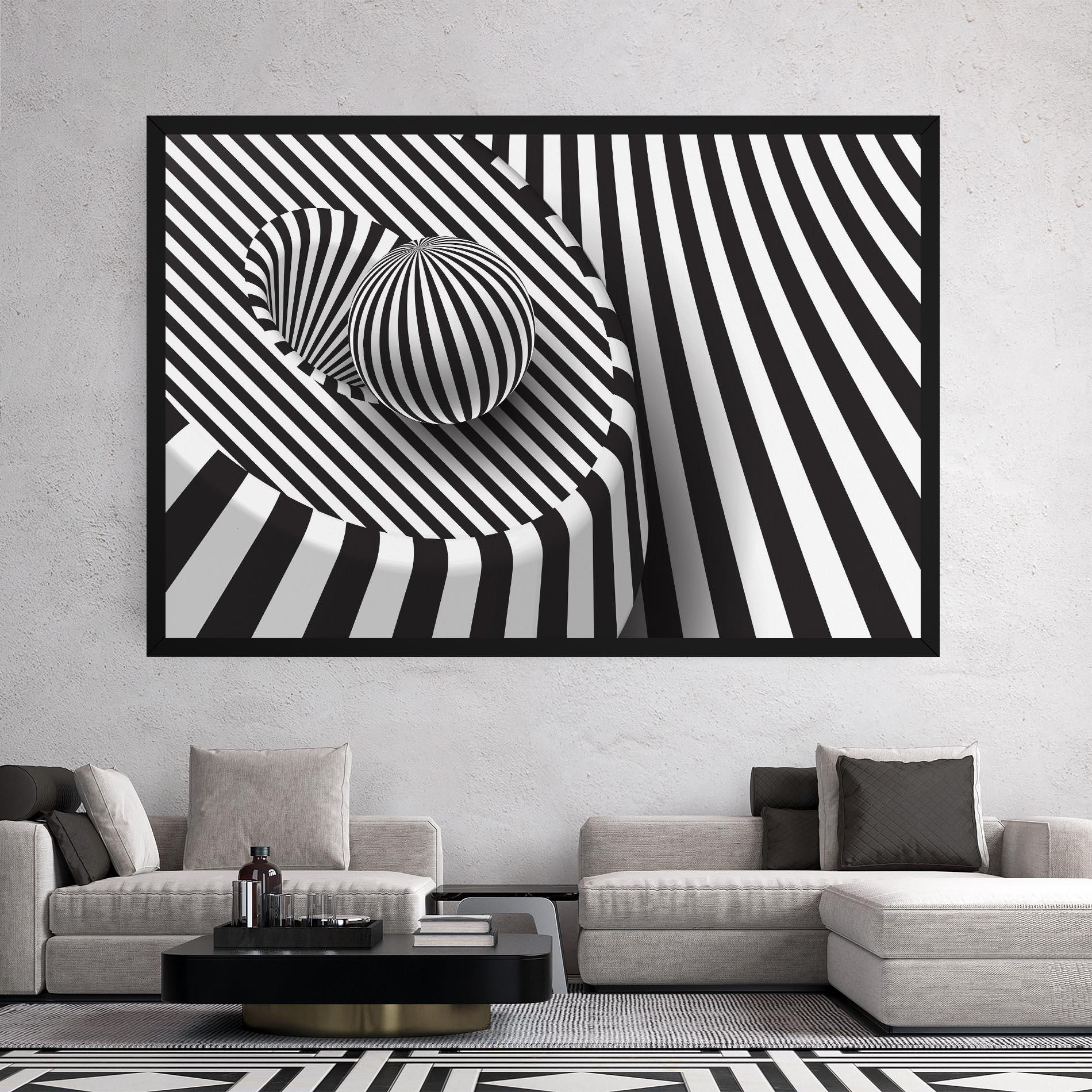 Leinwandbild 3d Ball Zebra mockup 2