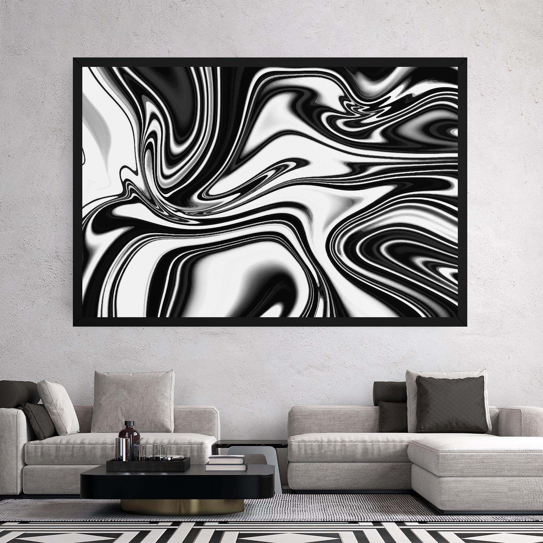 Leinwandbild Black White Liquid mockup 2