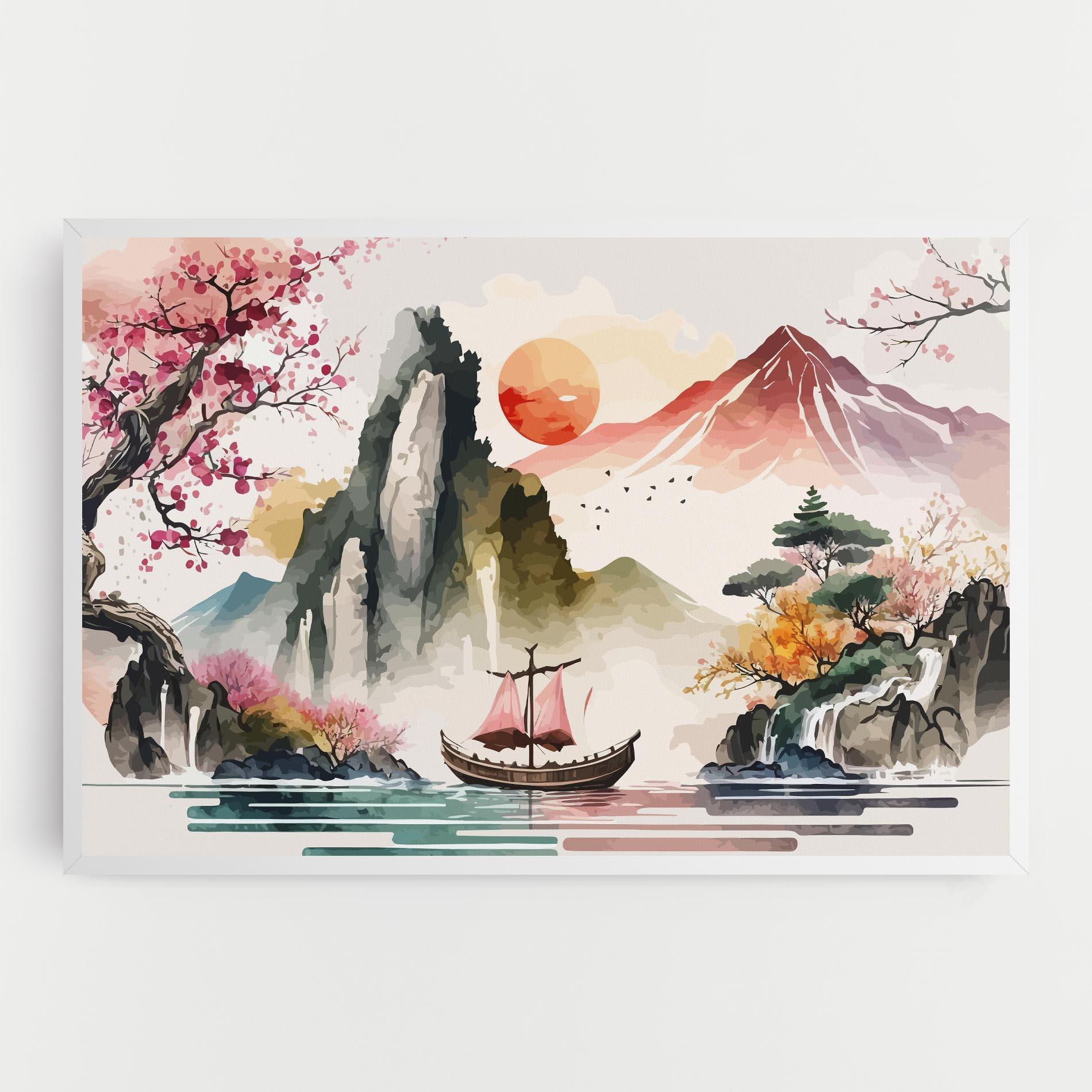 Leinwandbild Asian Orange Sunset mockup 0