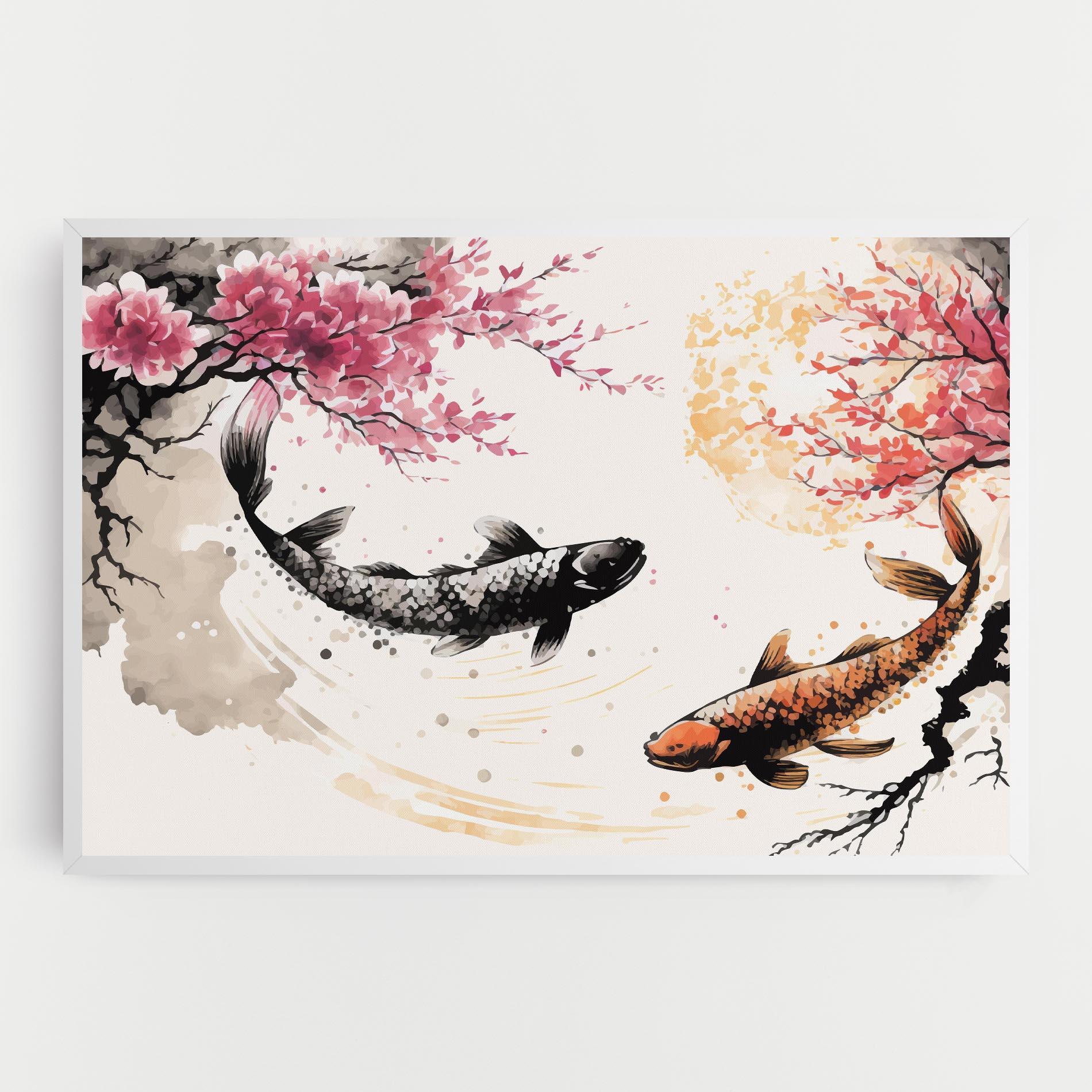 Leinwandbild Asiatic Flower Fish mockup 0