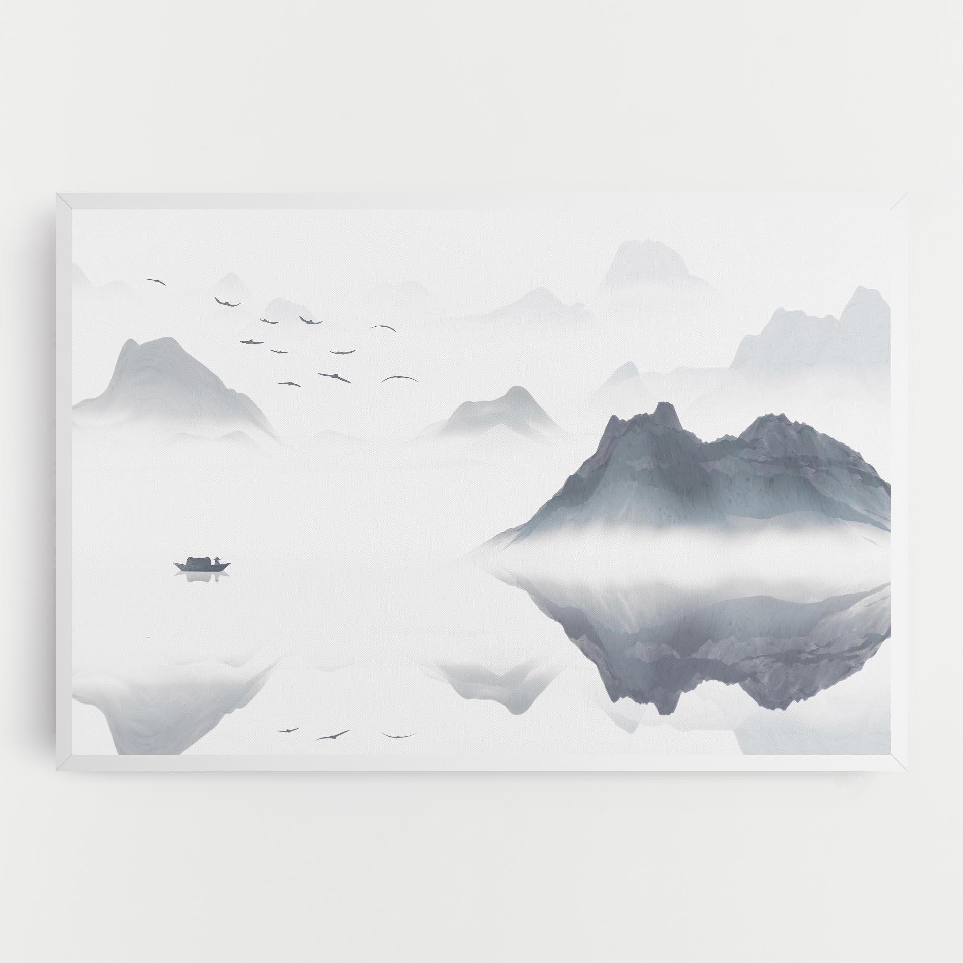 Leinwandbild Chinese Style Mountains mockup 0