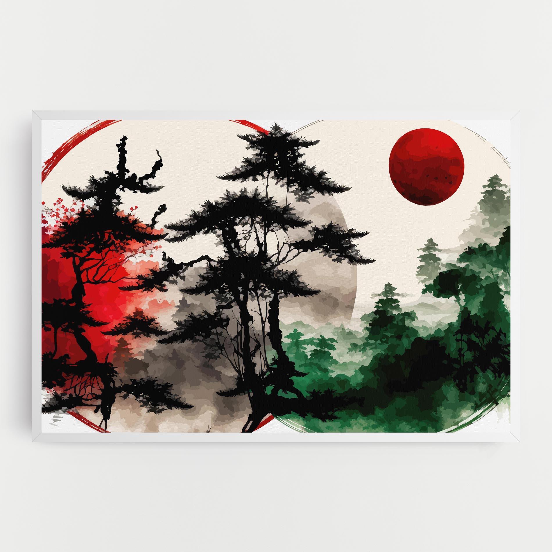 Leinwandbild Green Red Tree Art mockup 0