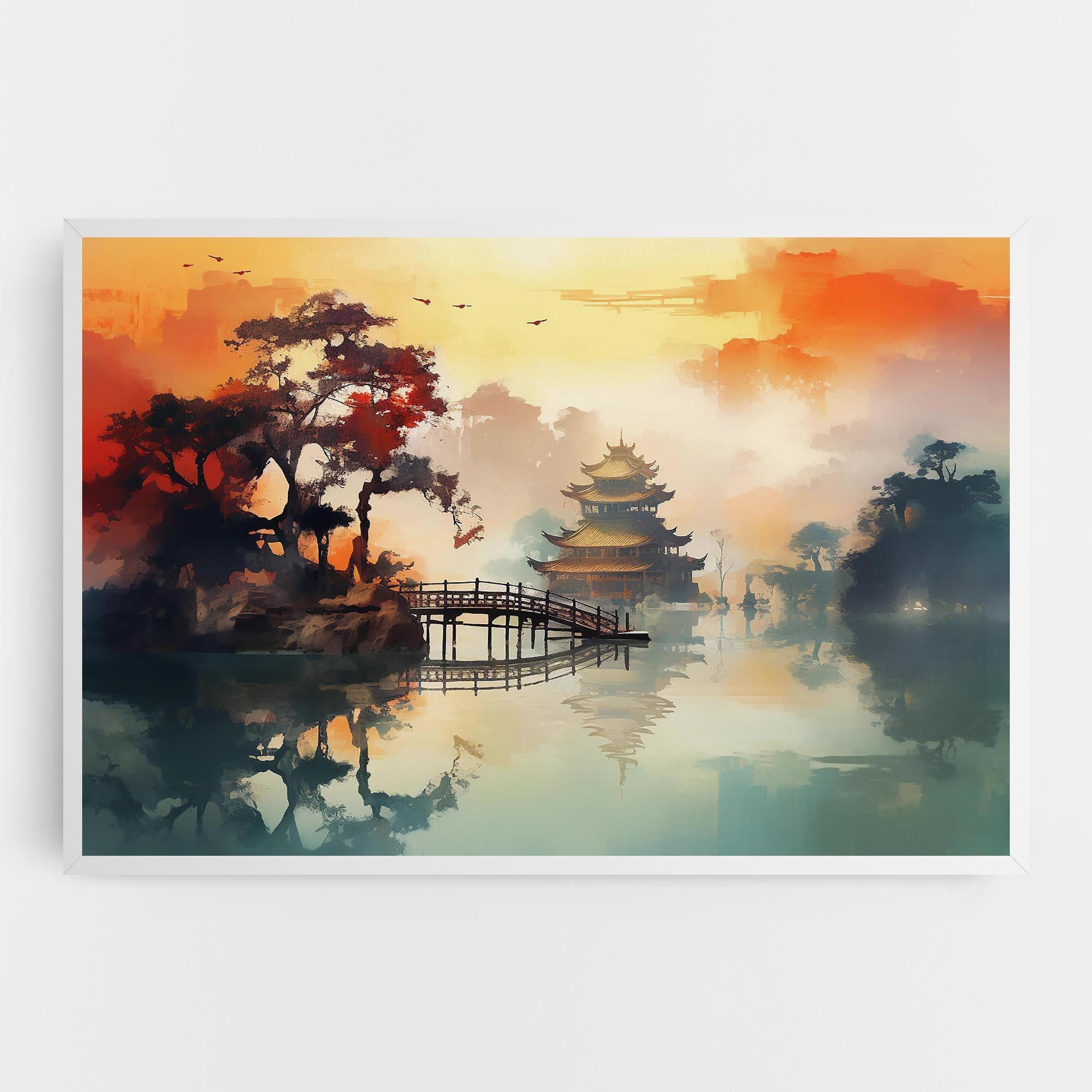 Leinwandbild Sunset Fog Water mockup 0