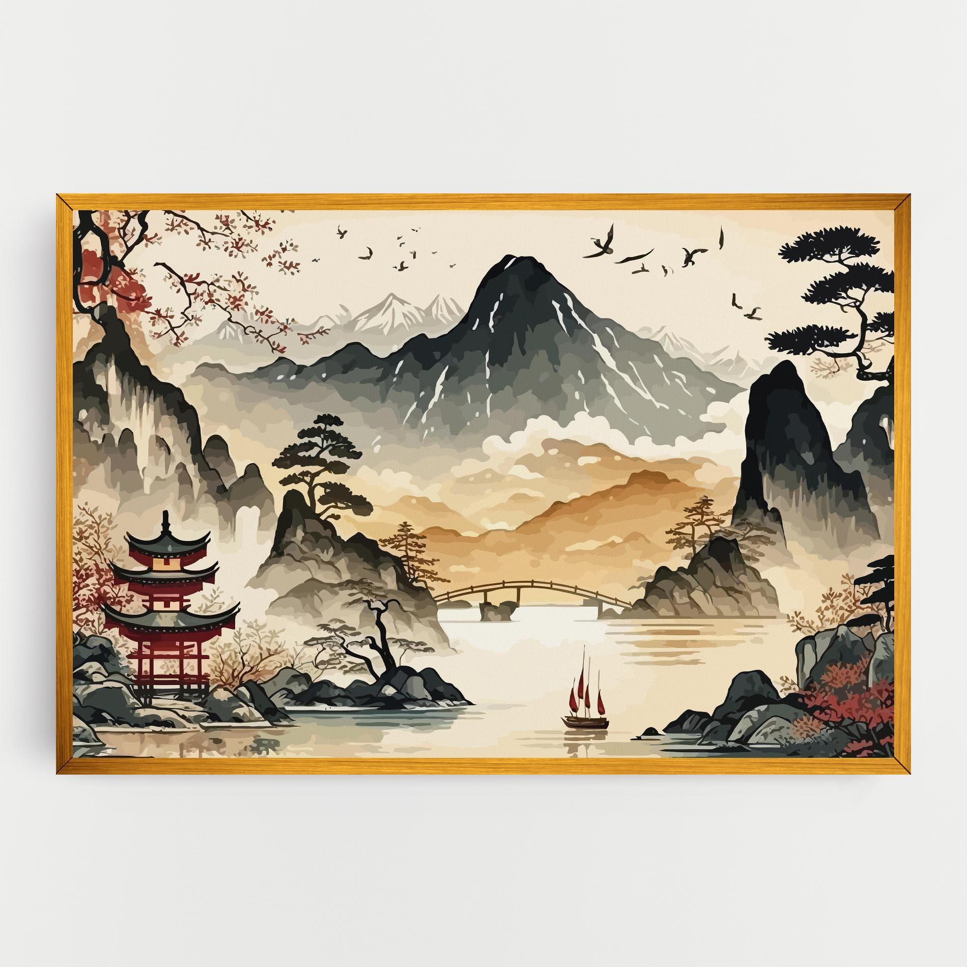 Leinwandbild Asian Mountain View mockup 0