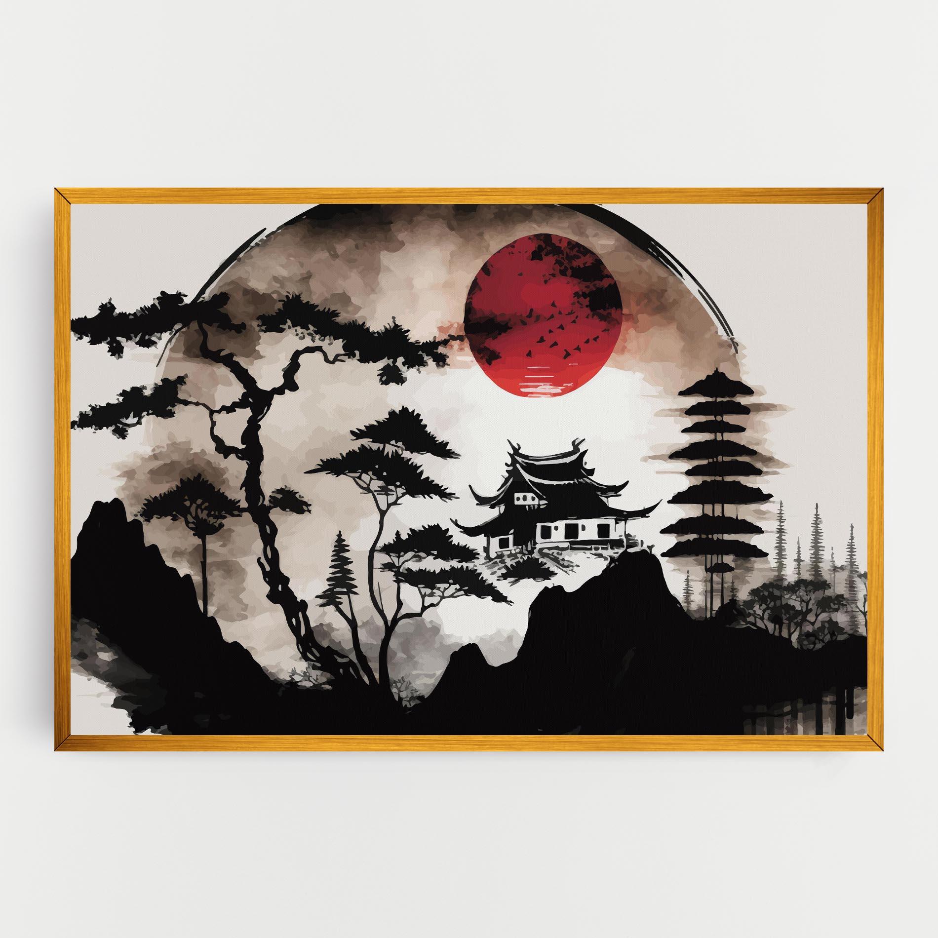 Leinwandbild Asian Red Moon mockup 0