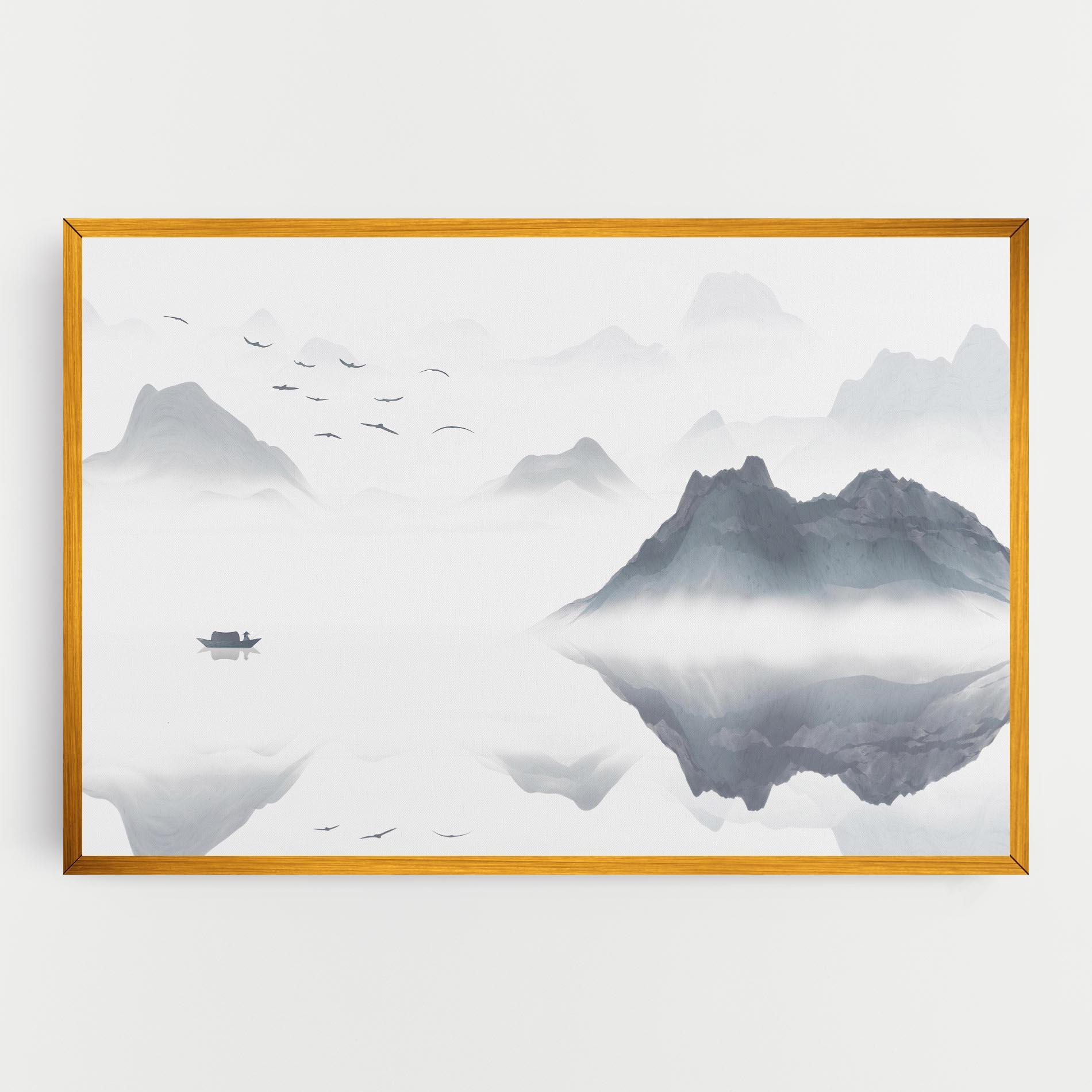 Leinwandbild Chinese Style Mountains mockup 0