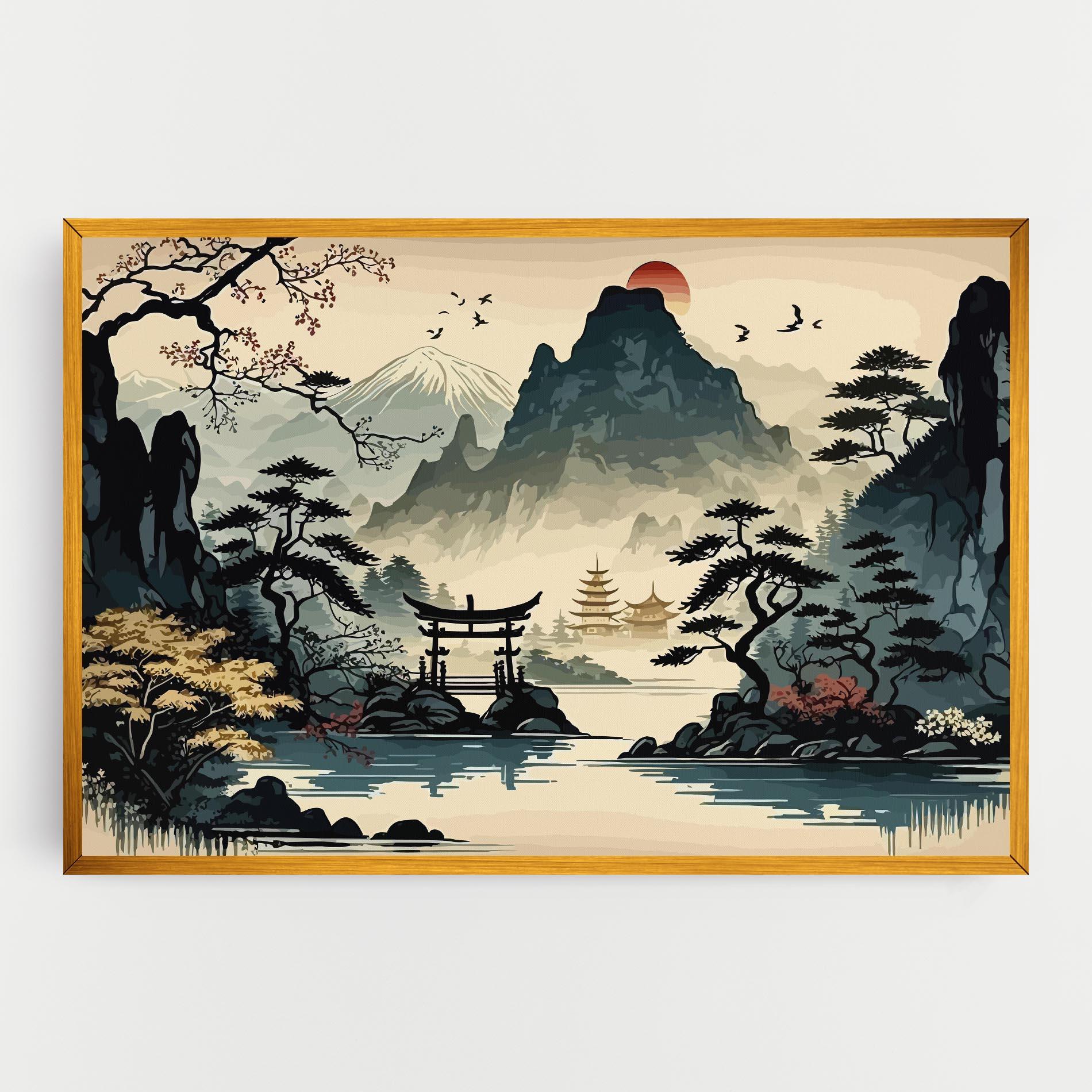 Leinwandbild Cream Chinese Mountain mockup 0
