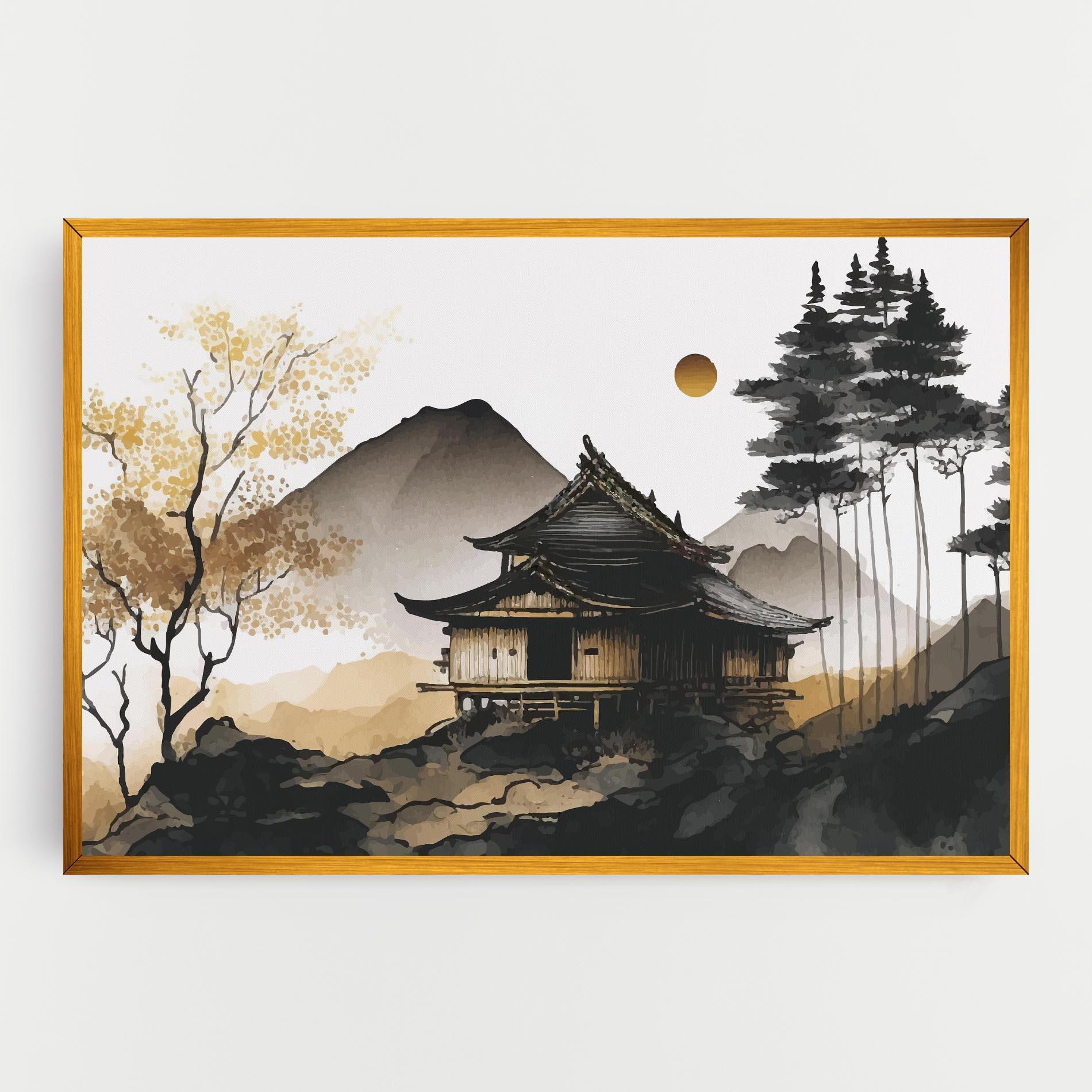 Leinwandbild Gold Japanese Temple mockup 0
