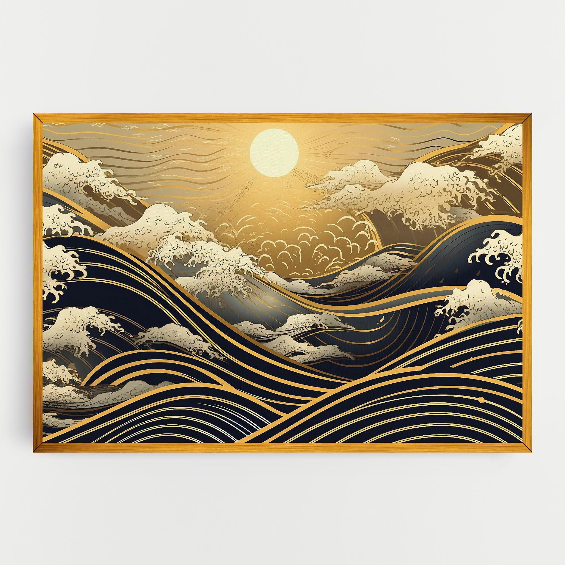 Leinwandbild Gold Waves Landscape mockup 0