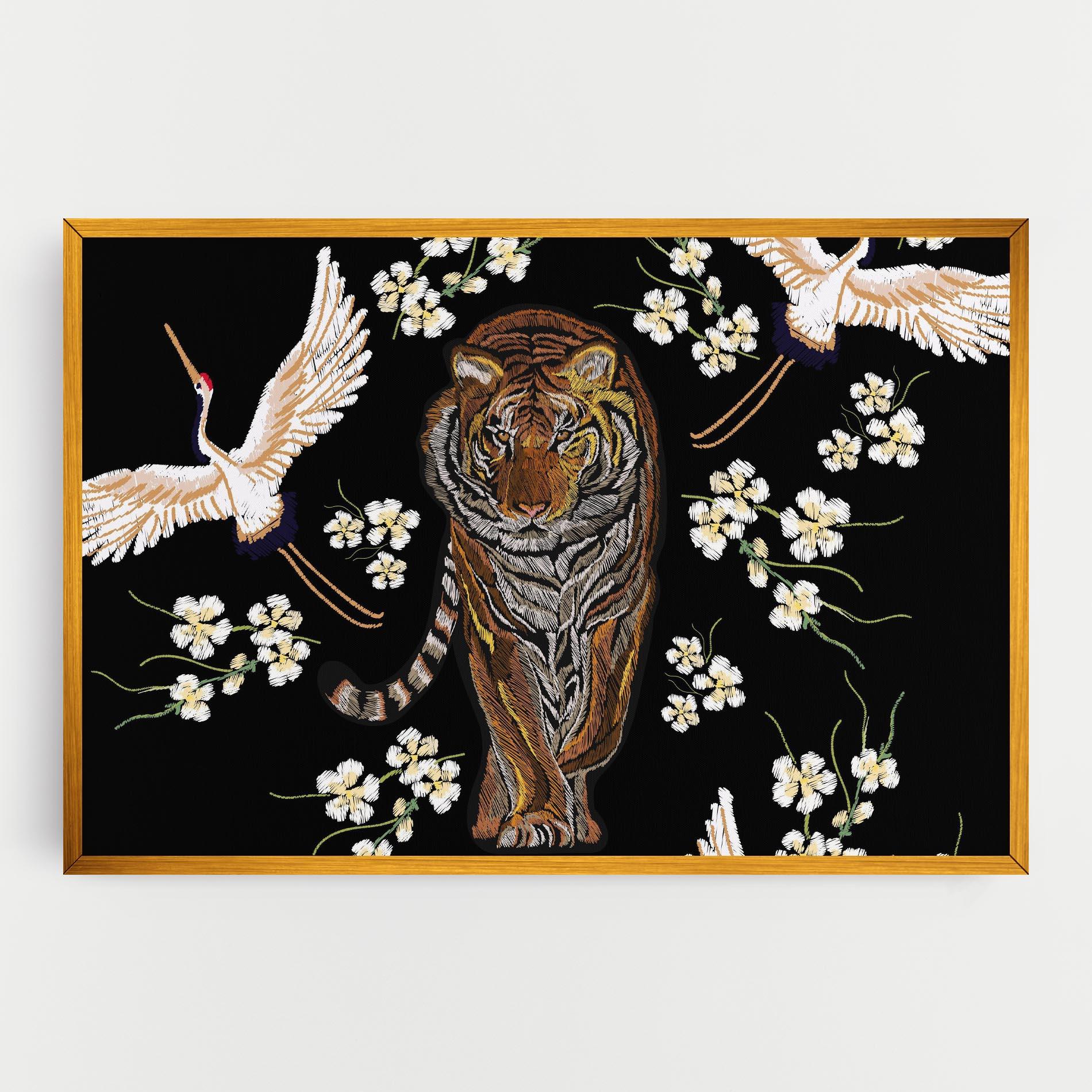 Leinwandbild Tiger Birds Art mockup 0