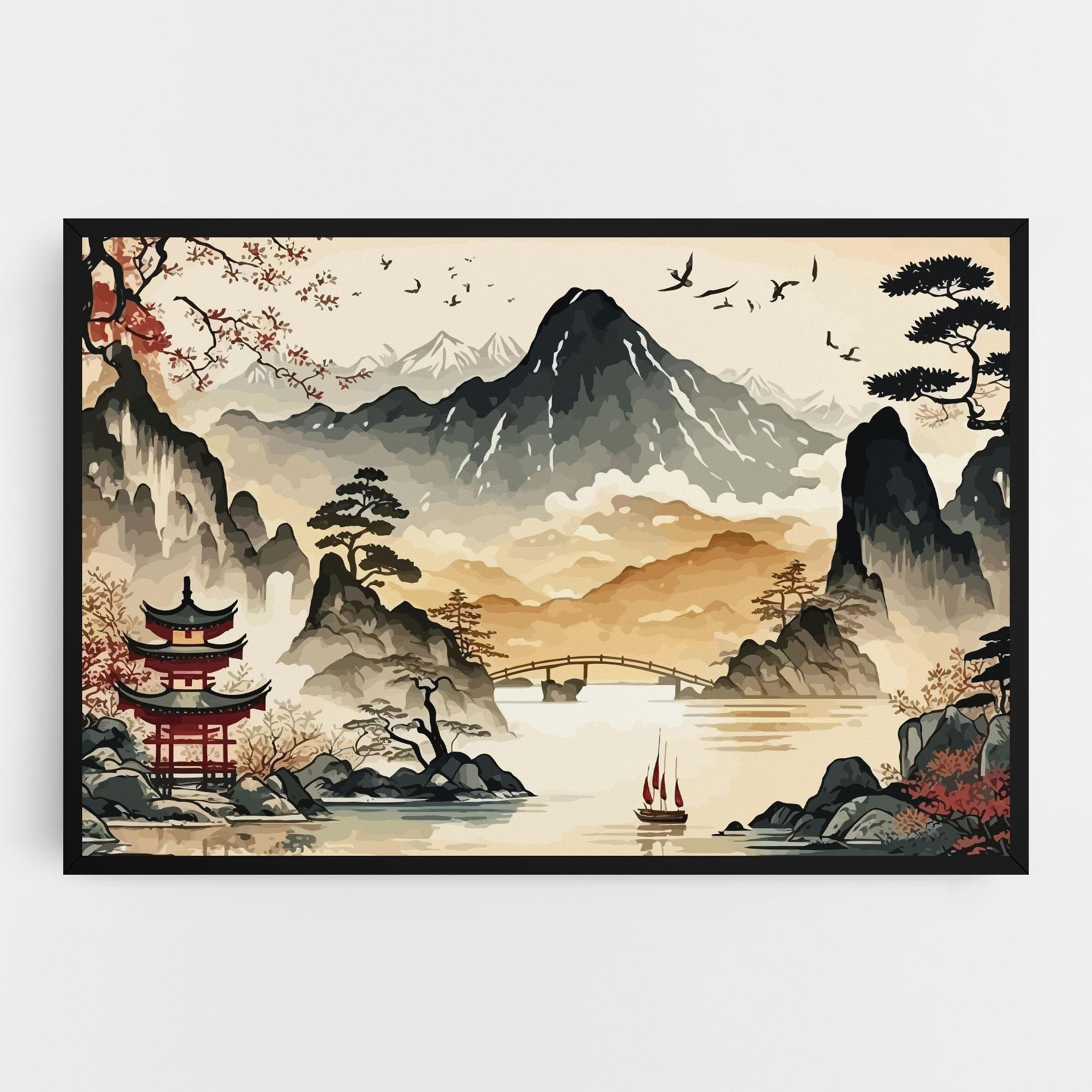 Leinwandbild Asian Mountain View mockup 0