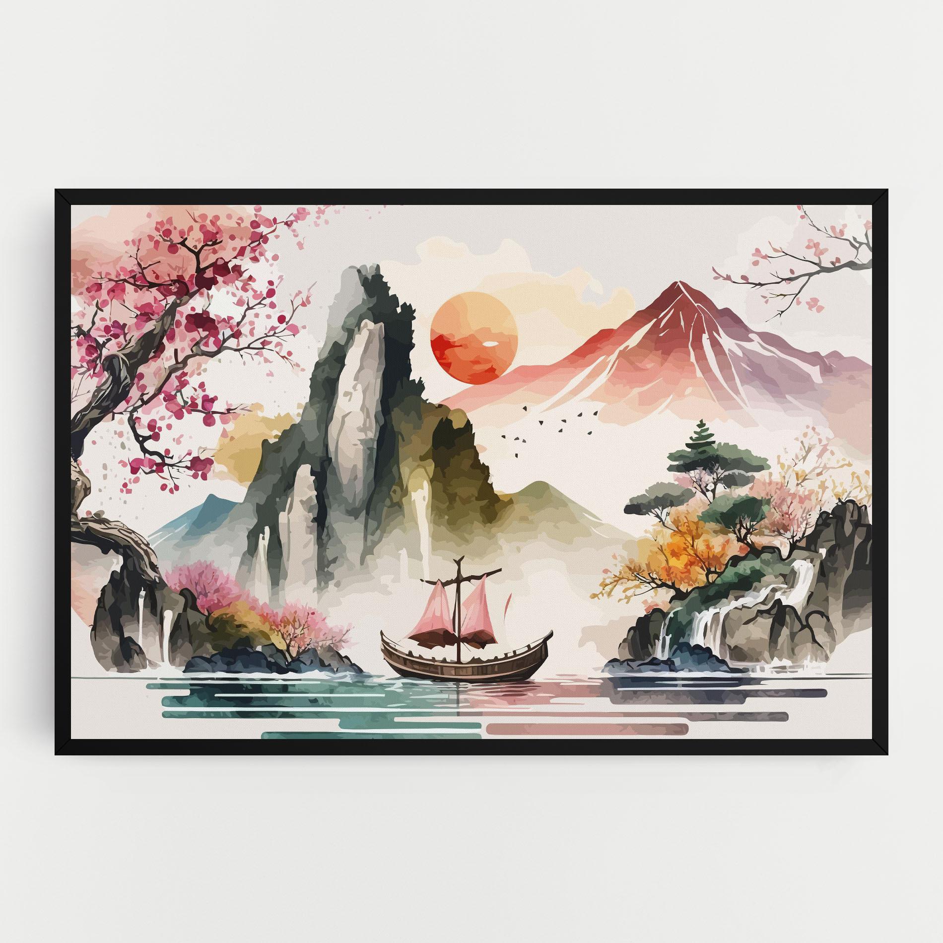 Leinwandbild Asian Orange Sunset mockup 0