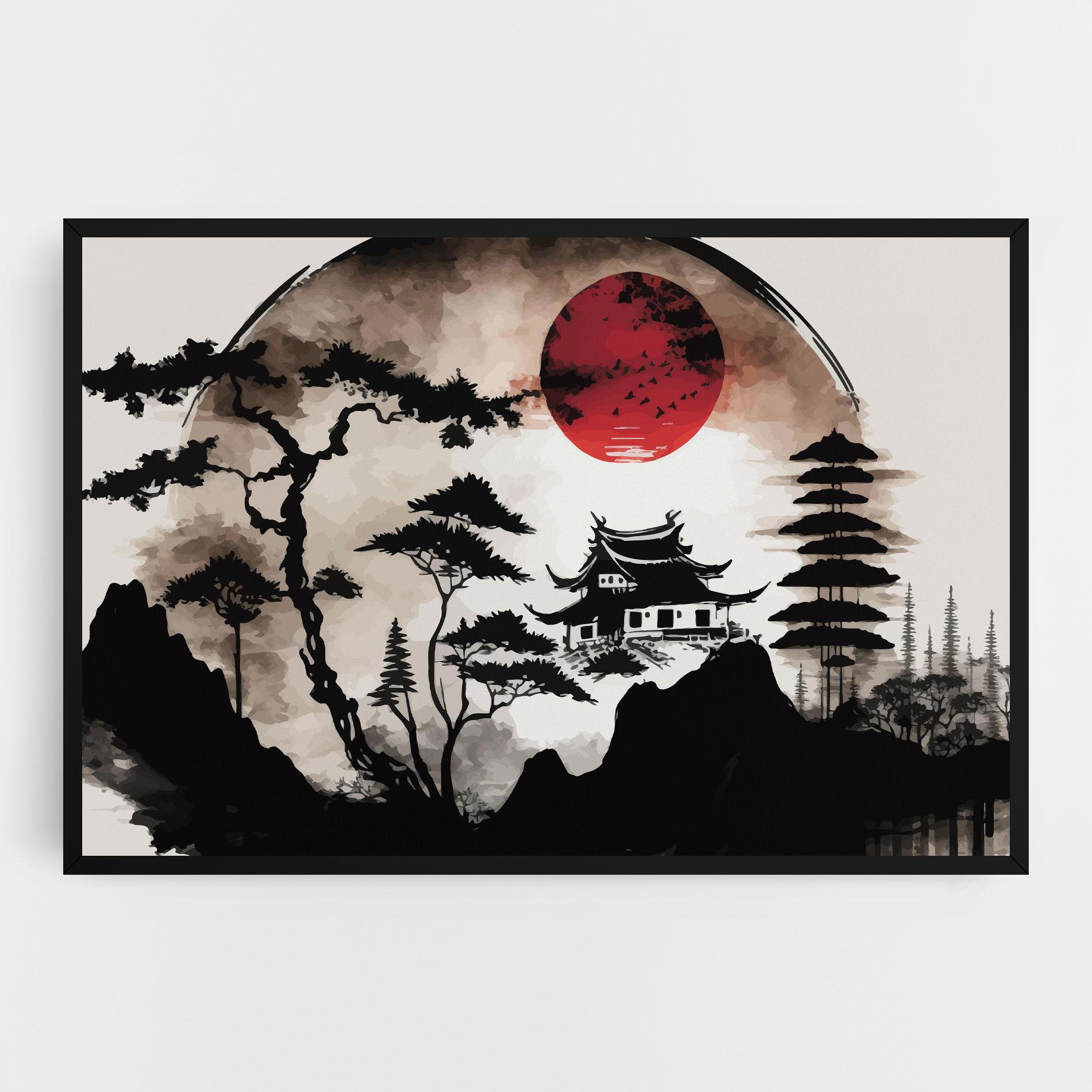 Leinwandbild Asian Red Moon mockup 0