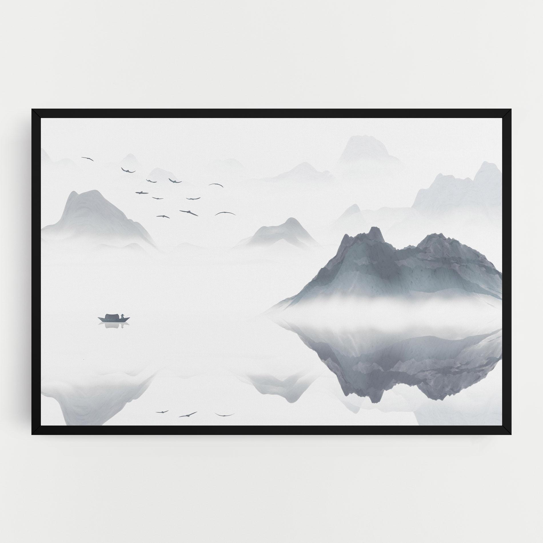 Leinwandbild Chinese Style Mountains mockup 0