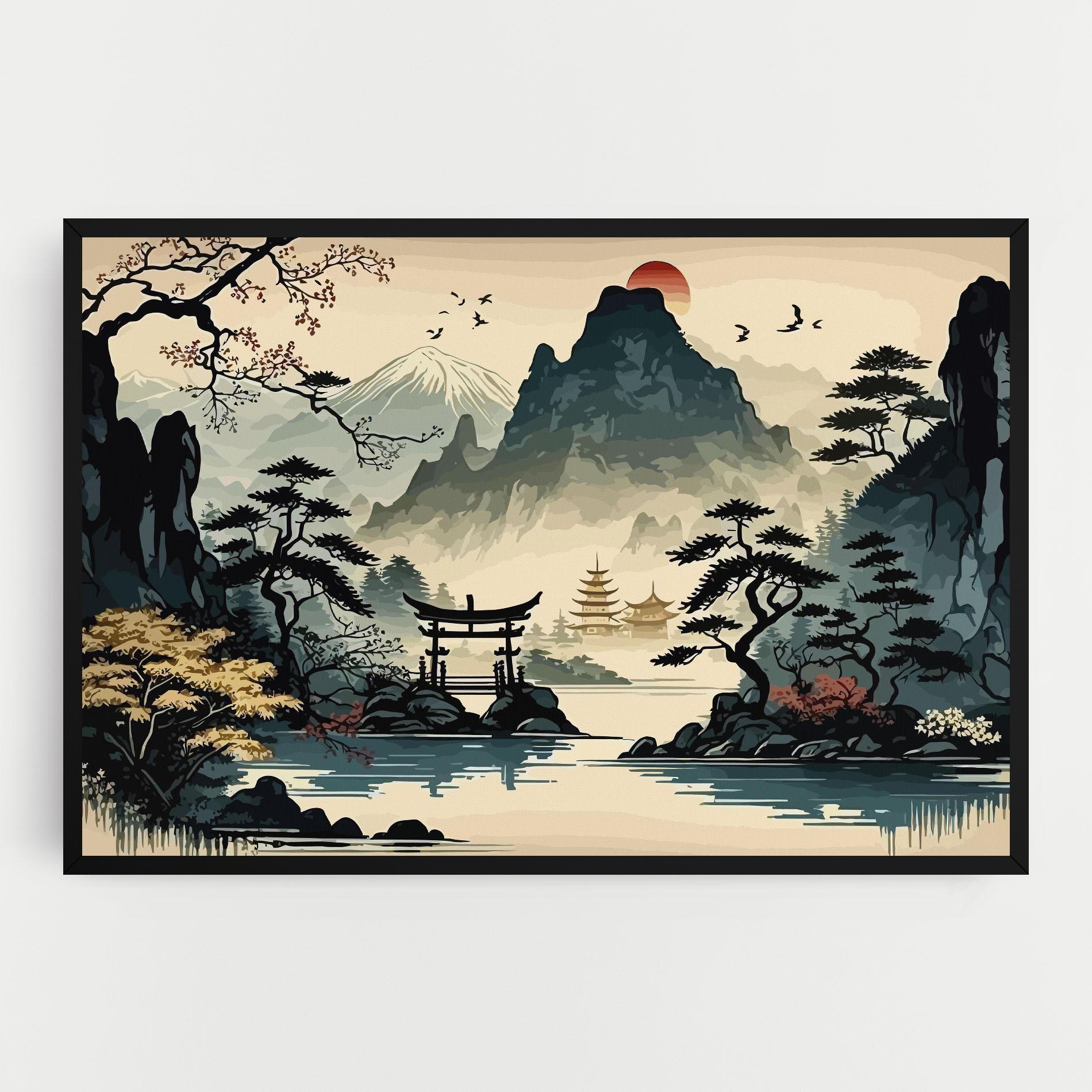 Leinwandbild Cream Chinese Mountain mockup 0