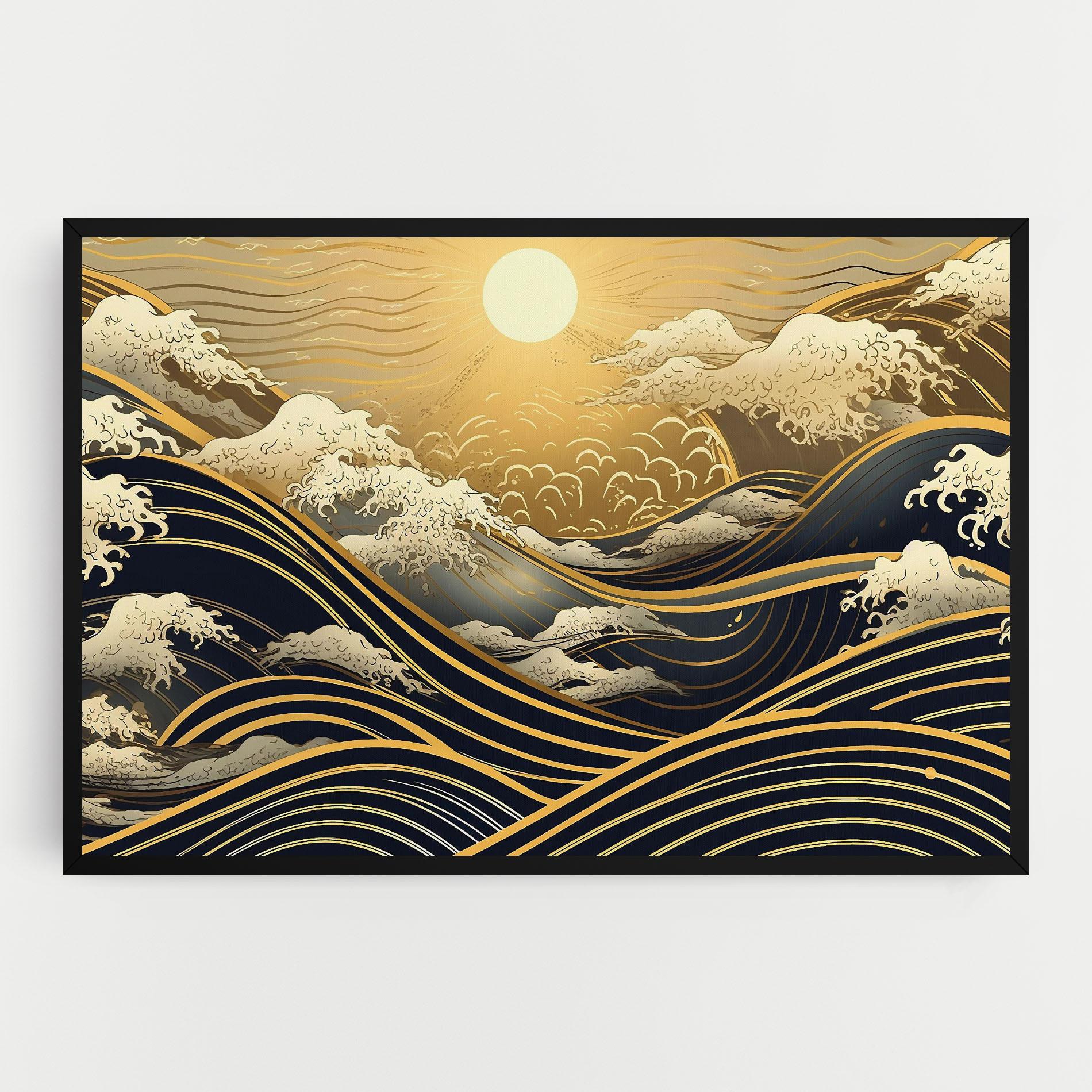 Leinwandbild Gold Waves Landscape mockup 0