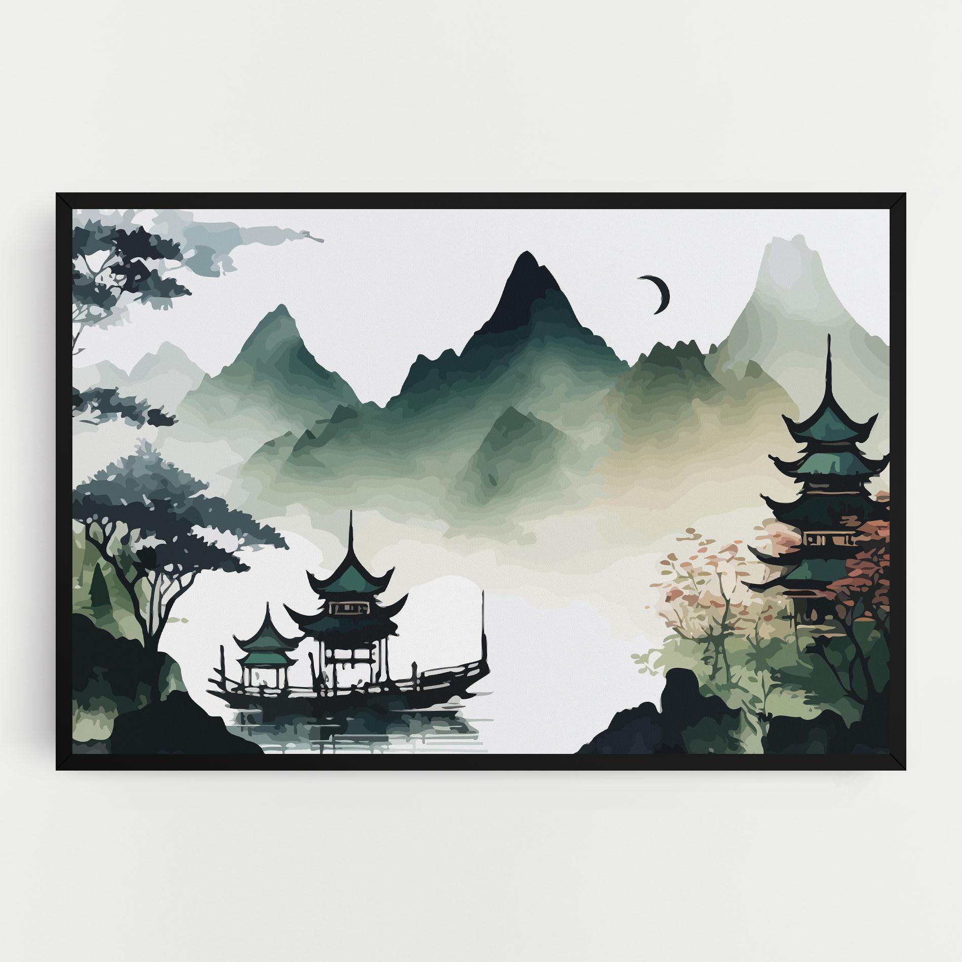 Leinwandbild Green Mountain Moon mockup 0