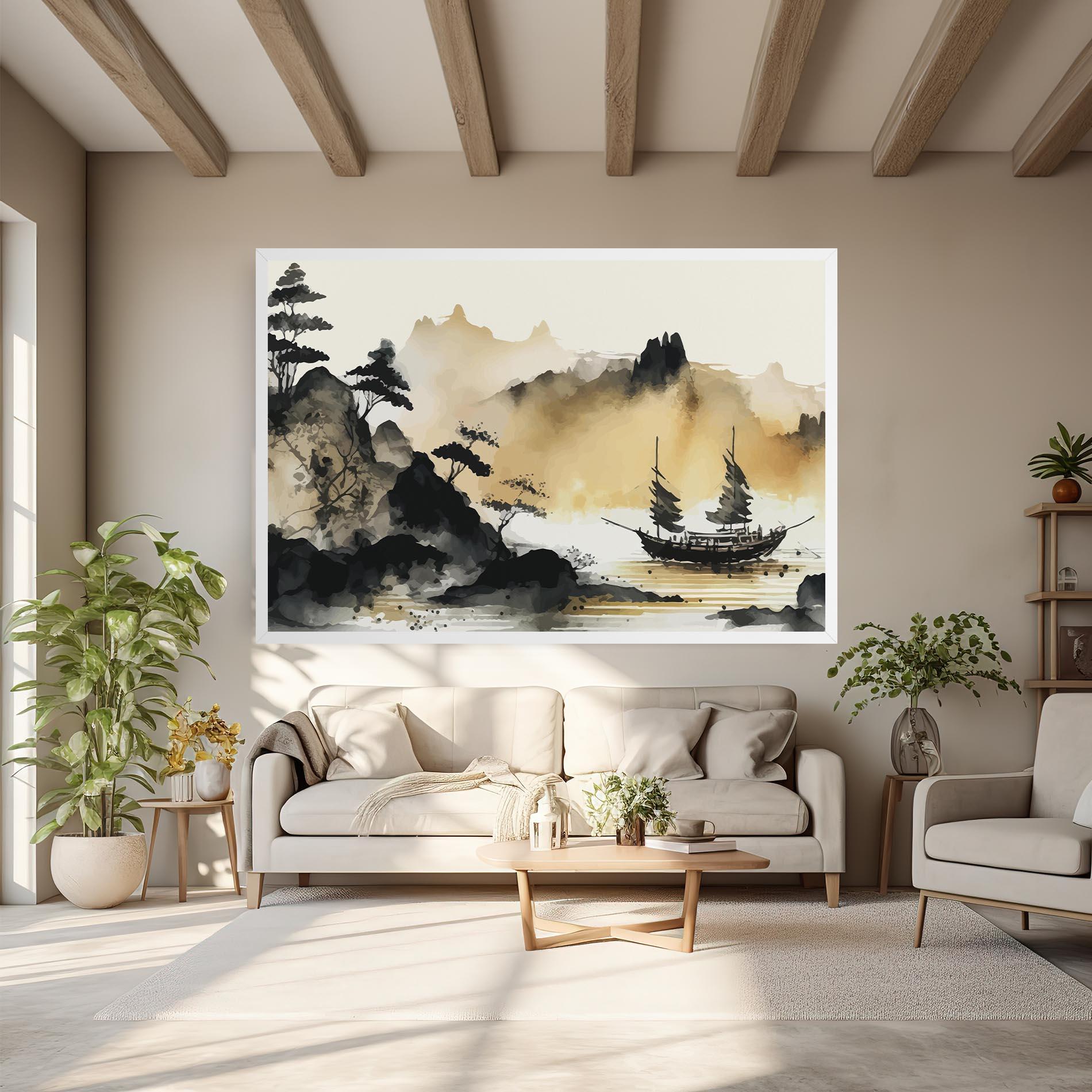 Leinwandbild Asiatic Grey Cream mockup 6