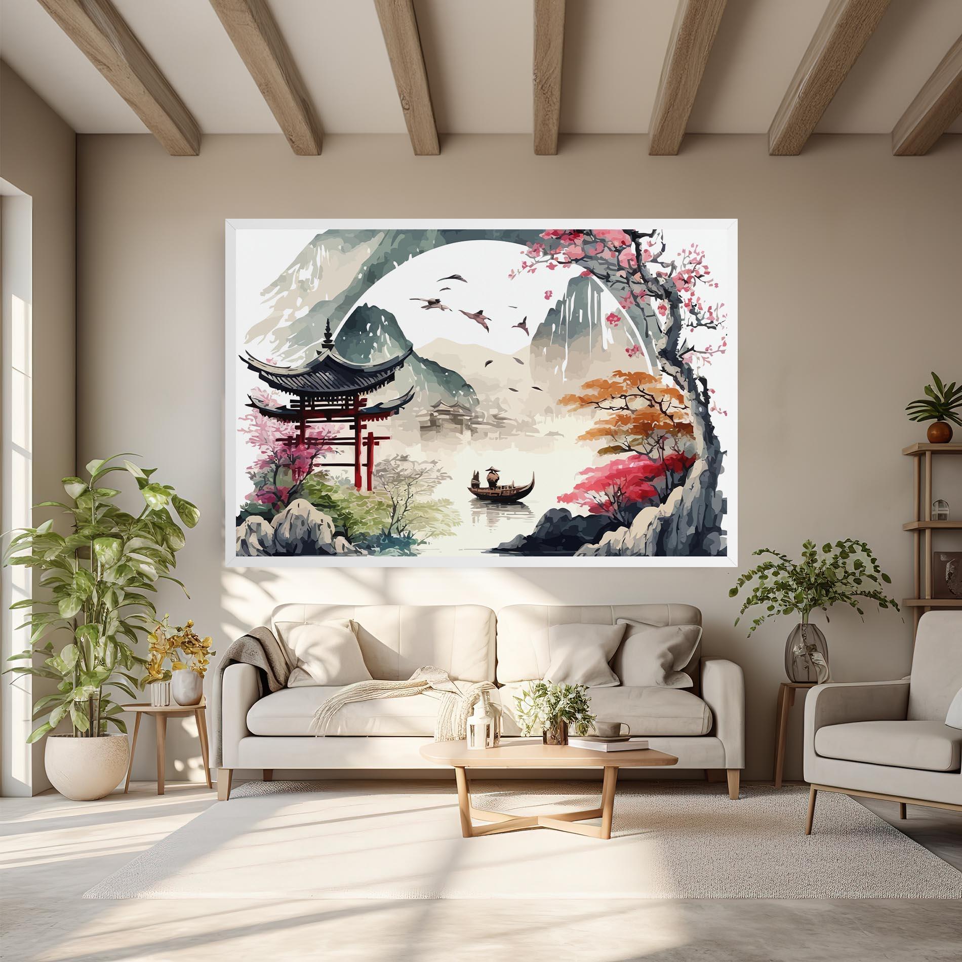 Leinwandbild Beautiful Asiatic View mockup 6