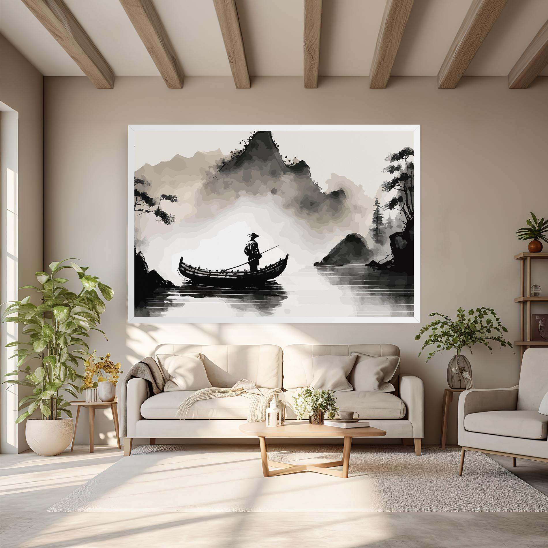 Leinwandbild Black Ink Boat mockup 6