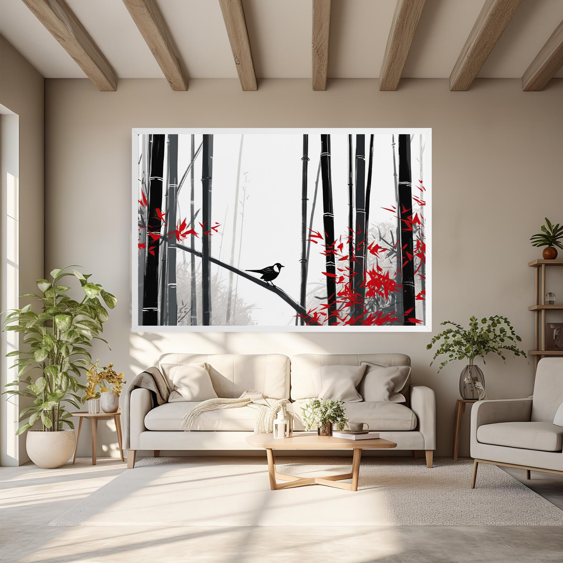 Leinwandbild Chinese Red Leafs mockup 6