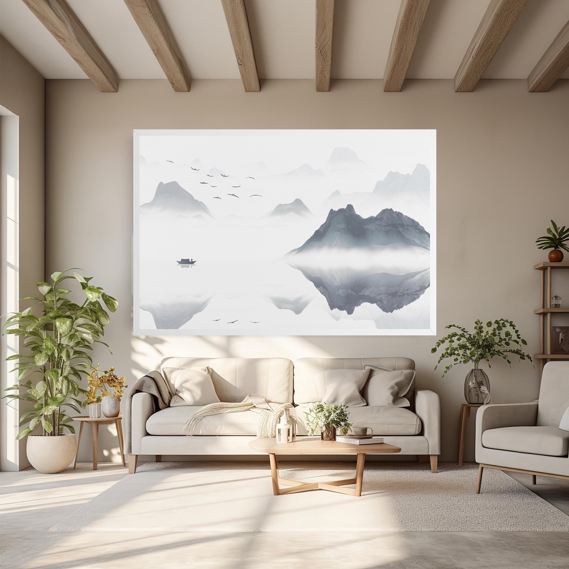 Leinwandbild Chinese Style Mountains mockup 6