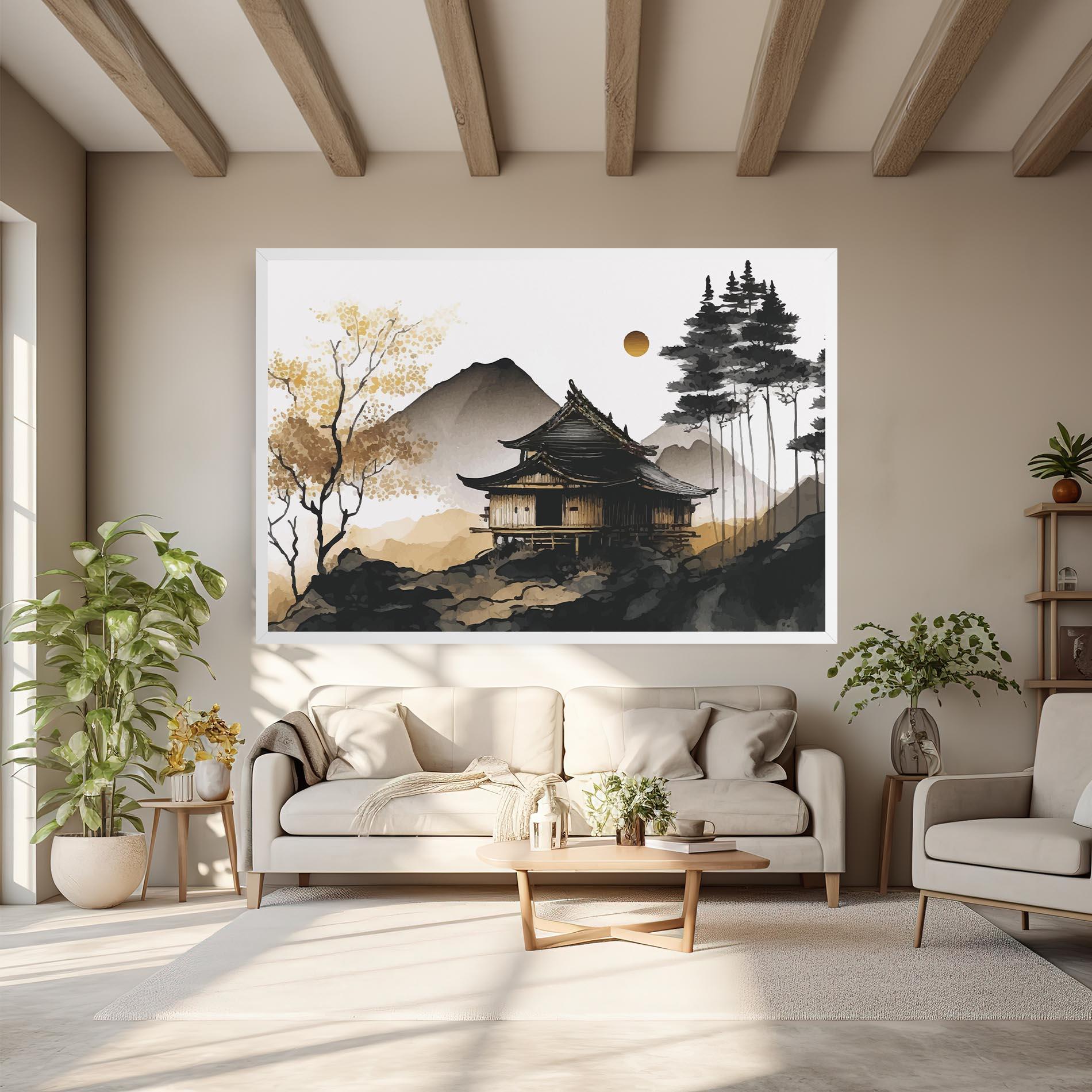 Leinwandbild Gold Japanese Temple mockup 6