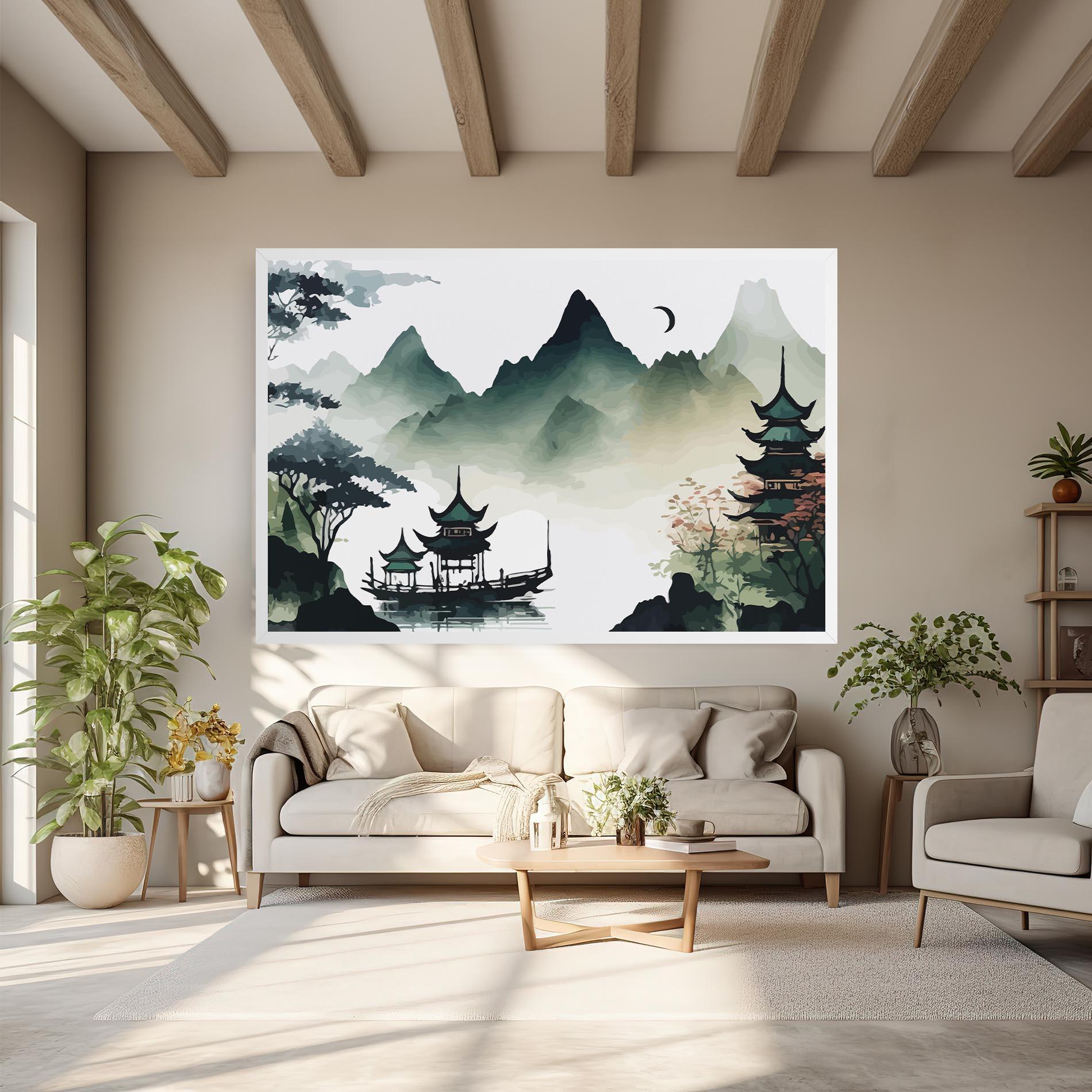 Leinwandbild Green Mountain Moon mockup 6