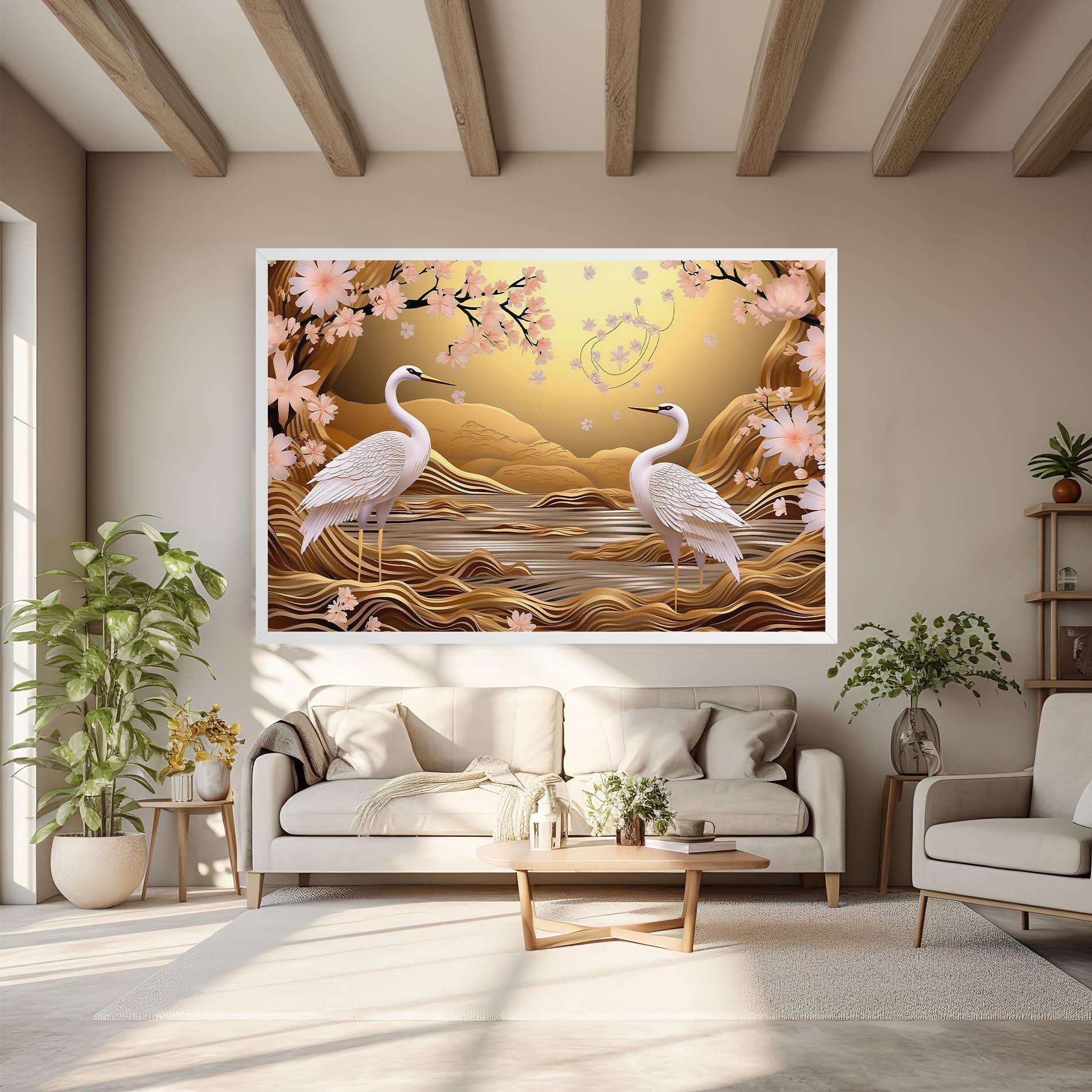 Leinwandbild Pink Chinese Flowers mockup 6