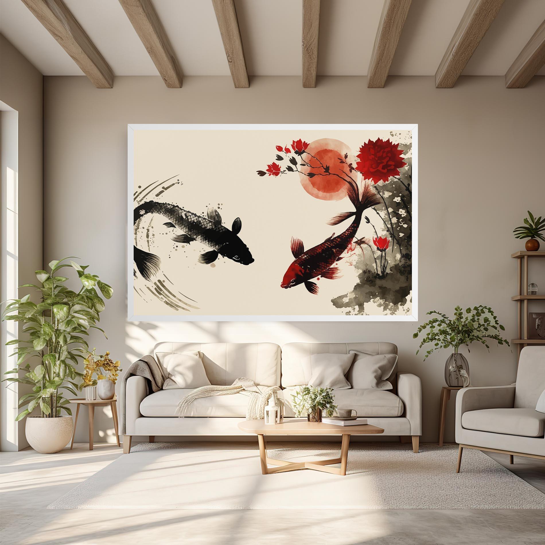 Leinwandbild Sunset Red Flower mockup 6