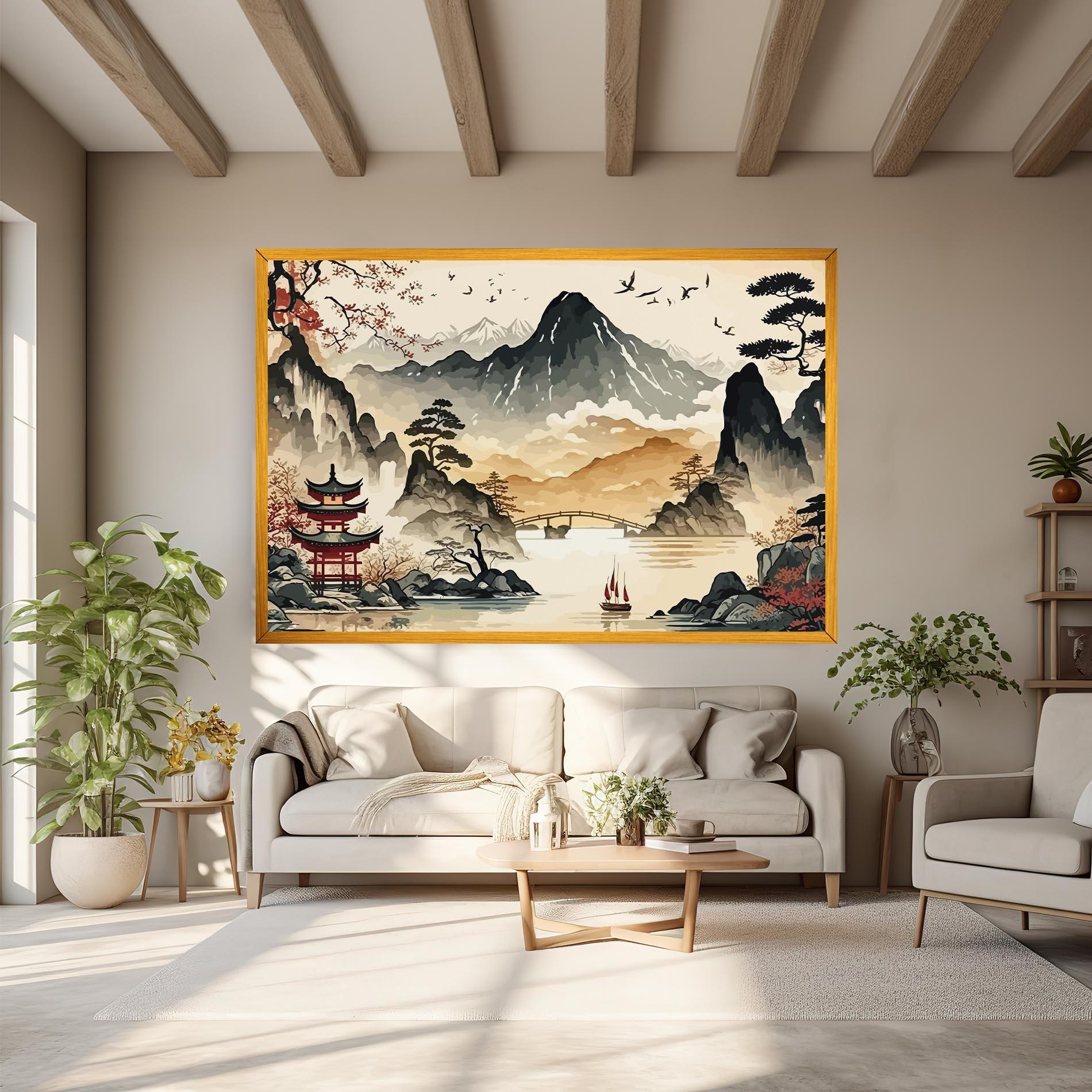 Leinwandbild Asian Mountain View mockup 6