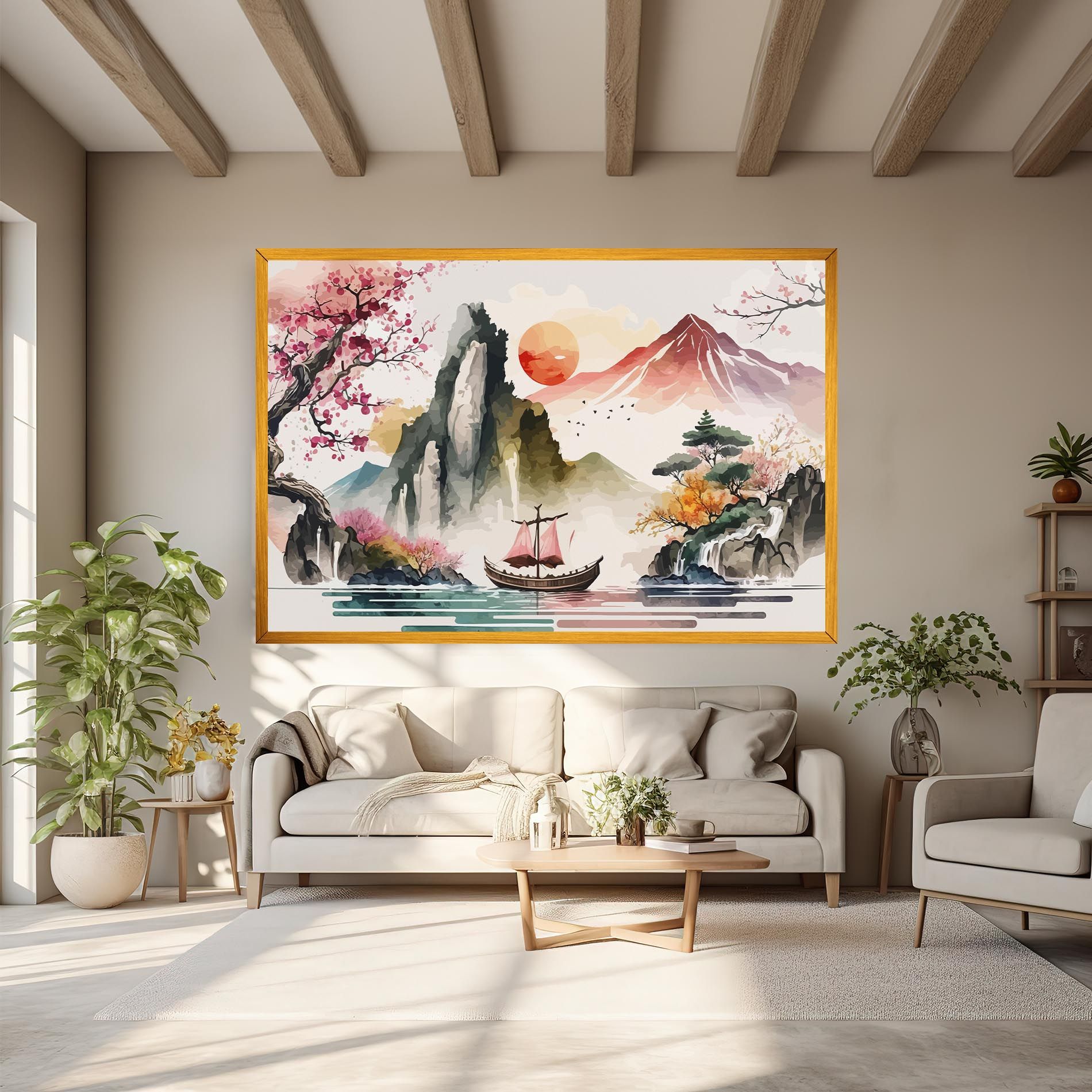 Asian Orange Sunset mockup 6