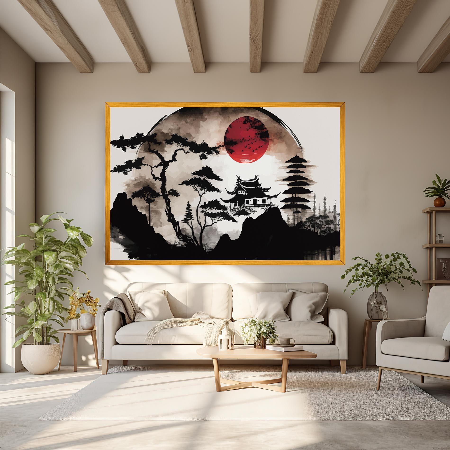 Leinwandbild Asian Red Moon mockup 6