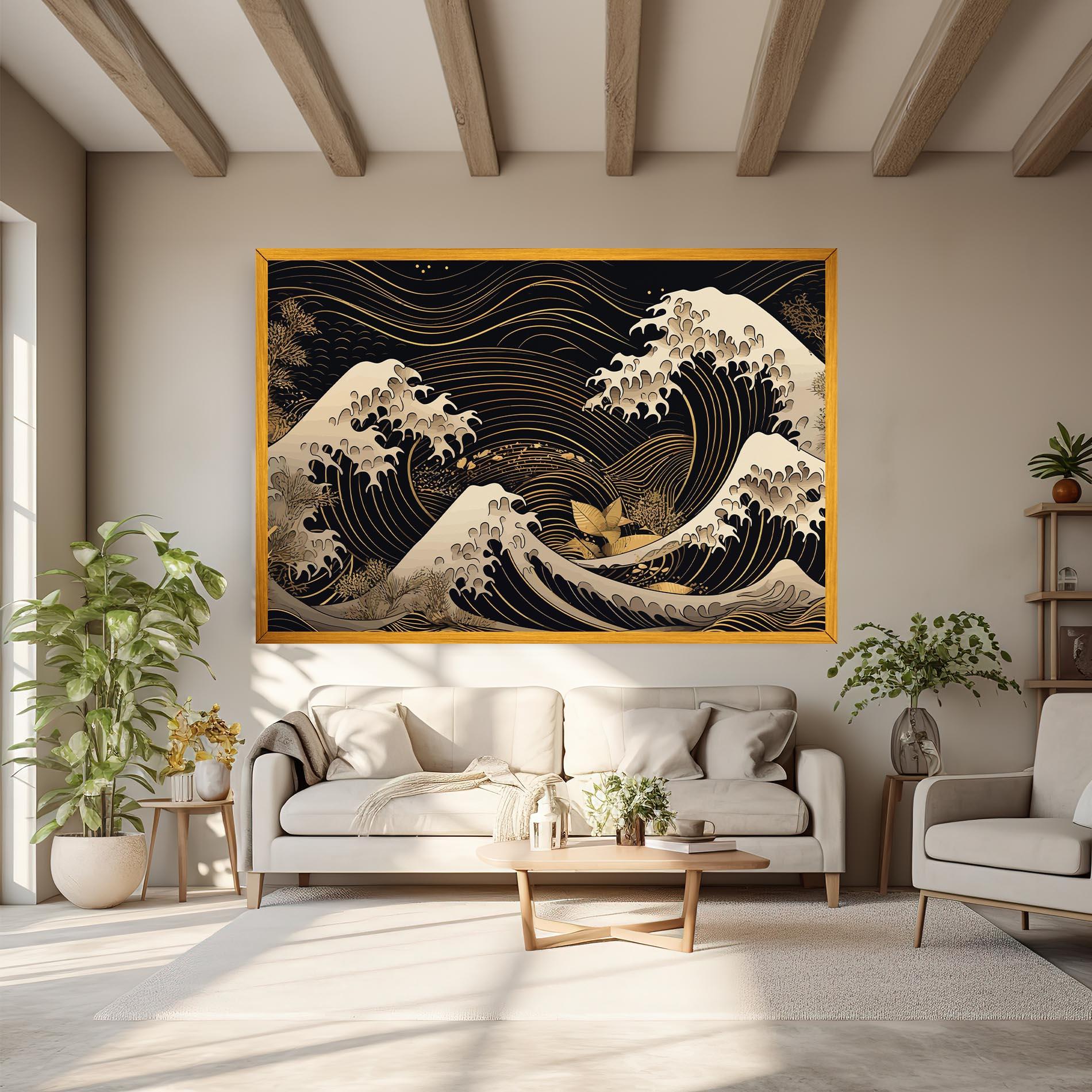 Leinwandbild Asiatic Gold Wave mockup 6