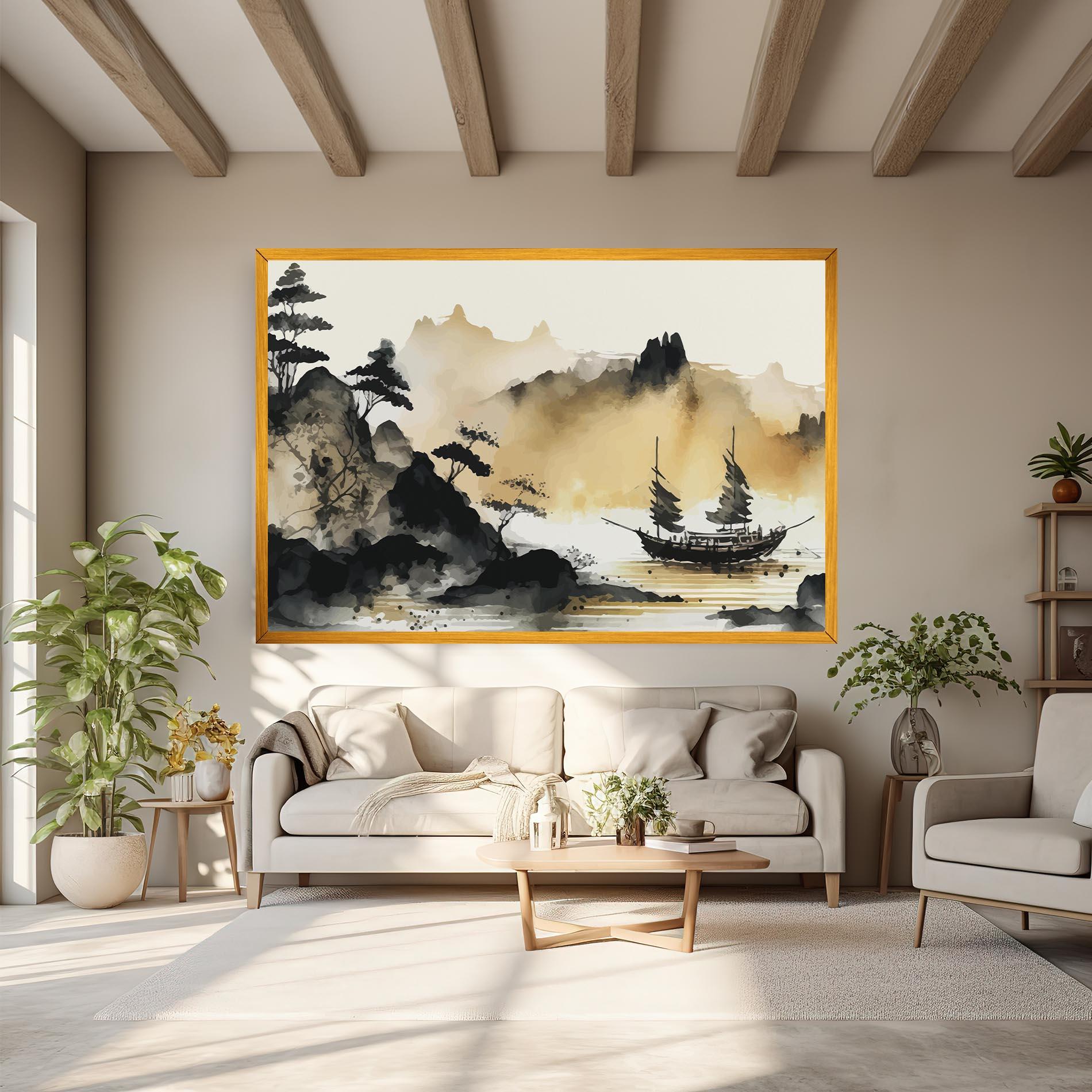 Leinwandbild Asiatic Grey Cream mockup 6