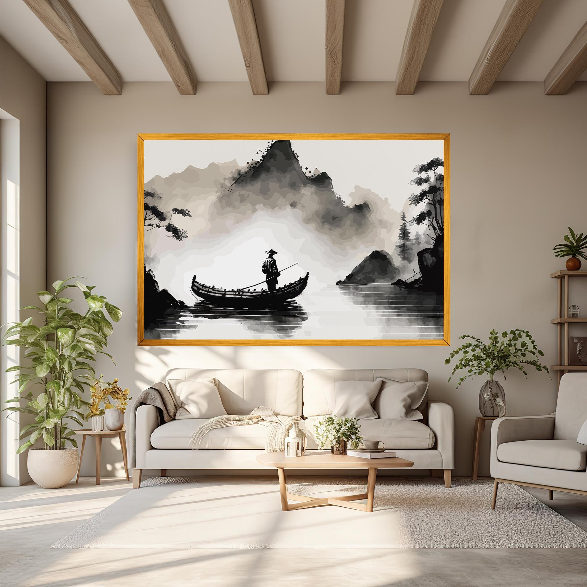 Leinwandbild Black Ink Boat mockup 6