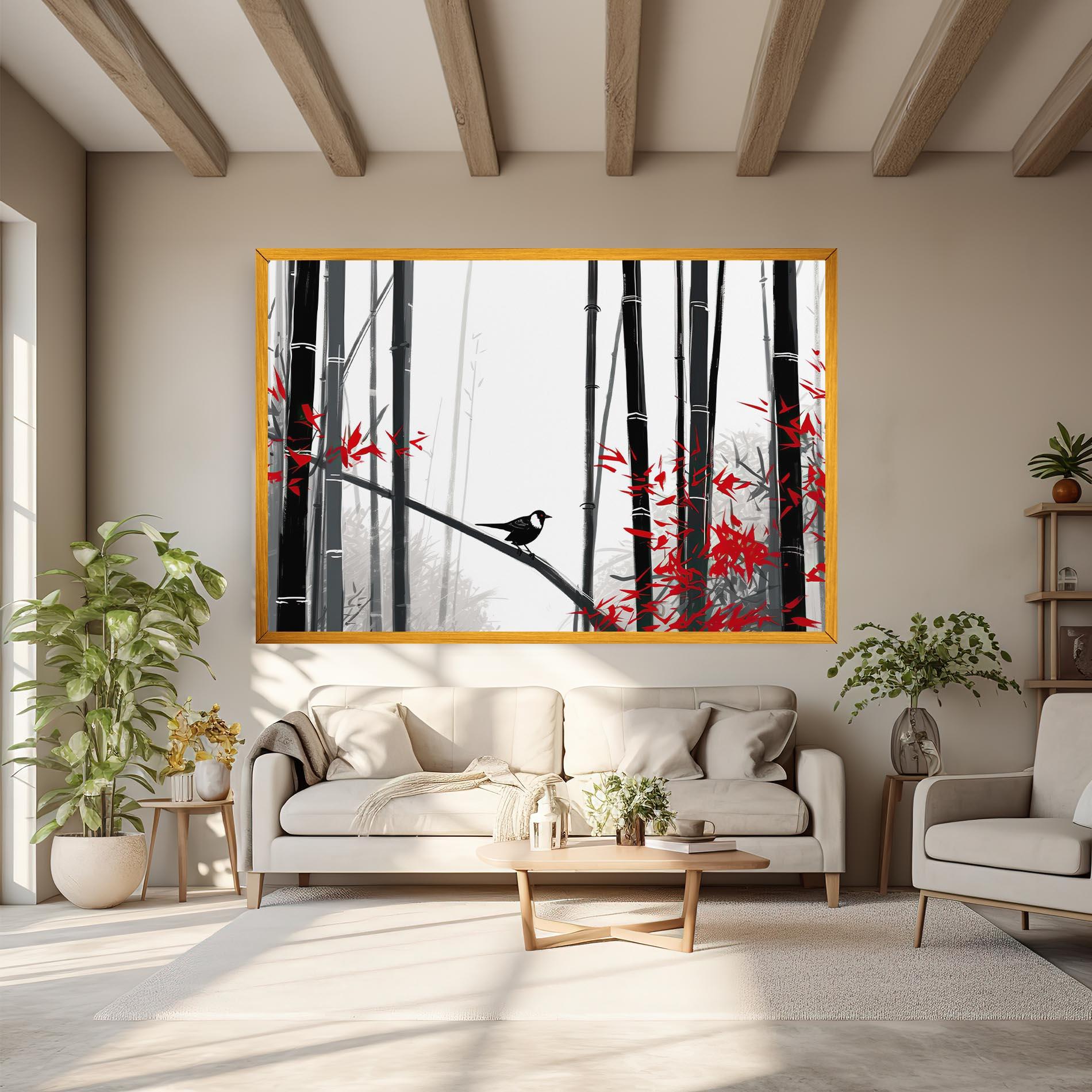 Leinwandbild Chinese Red Leafs mockup 6