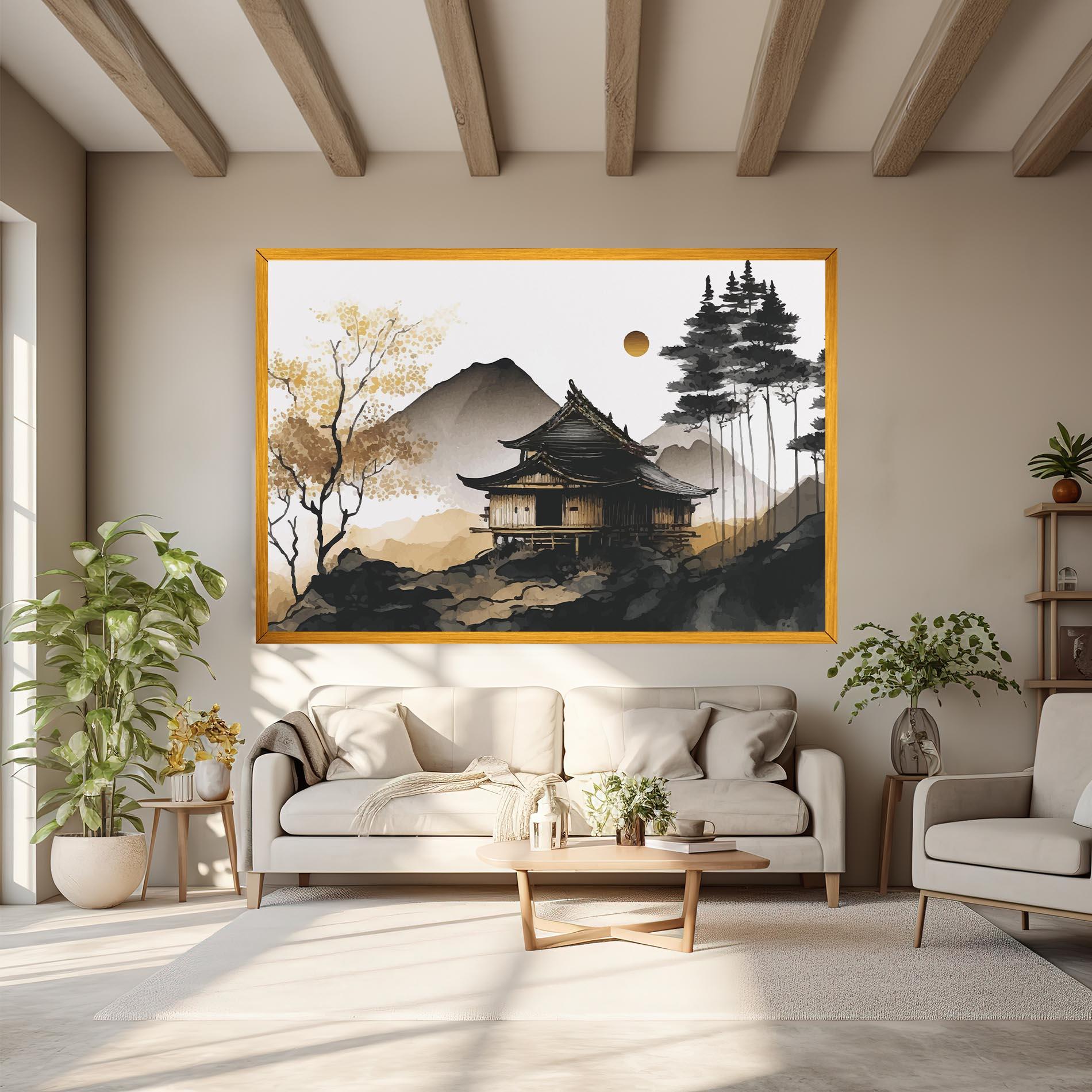 Leinwandbild Gold Japanese Temple mockup 6