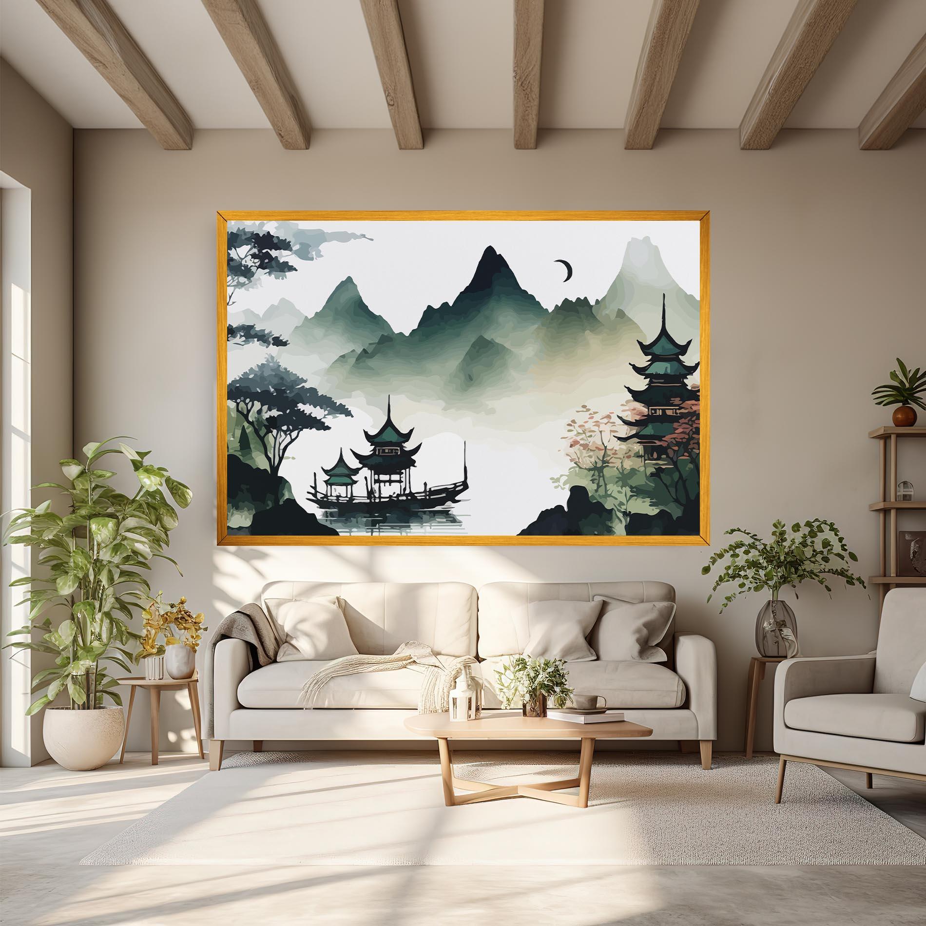 Leinwandbild Green Mountain Moon mockup 6