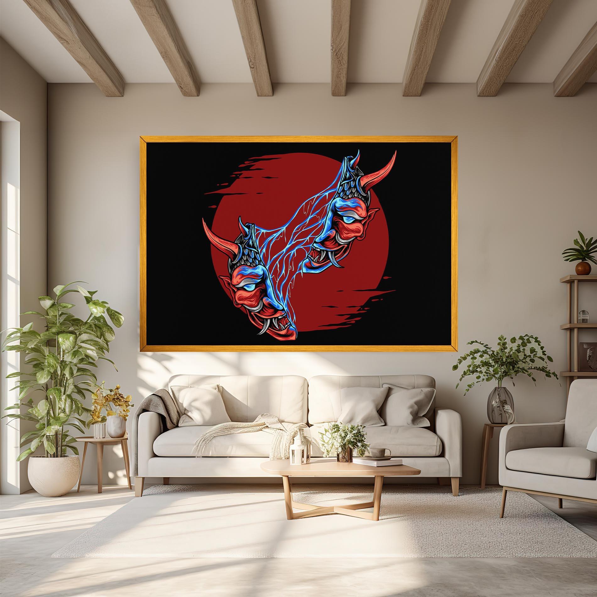 Leinwandbild Japanese Mask mockup 6