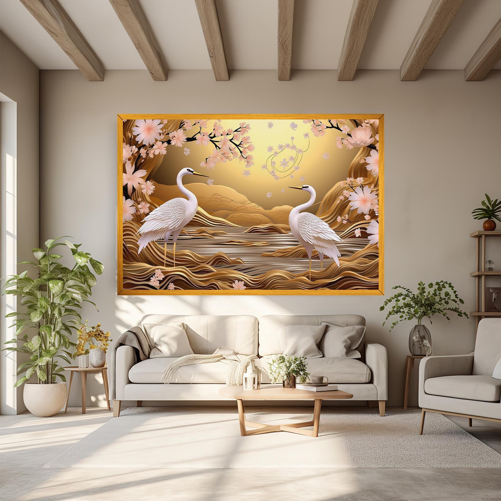 Leinwandbild Pink Chinese Flowers mockup 6