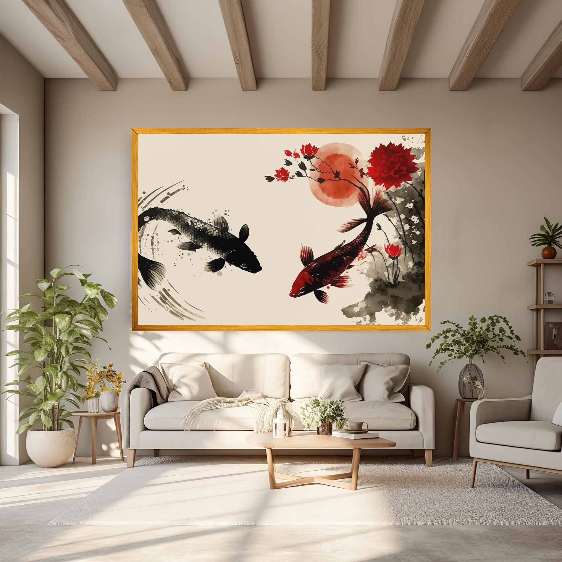 Leinwandbild Sunset Red Flower mockup 6